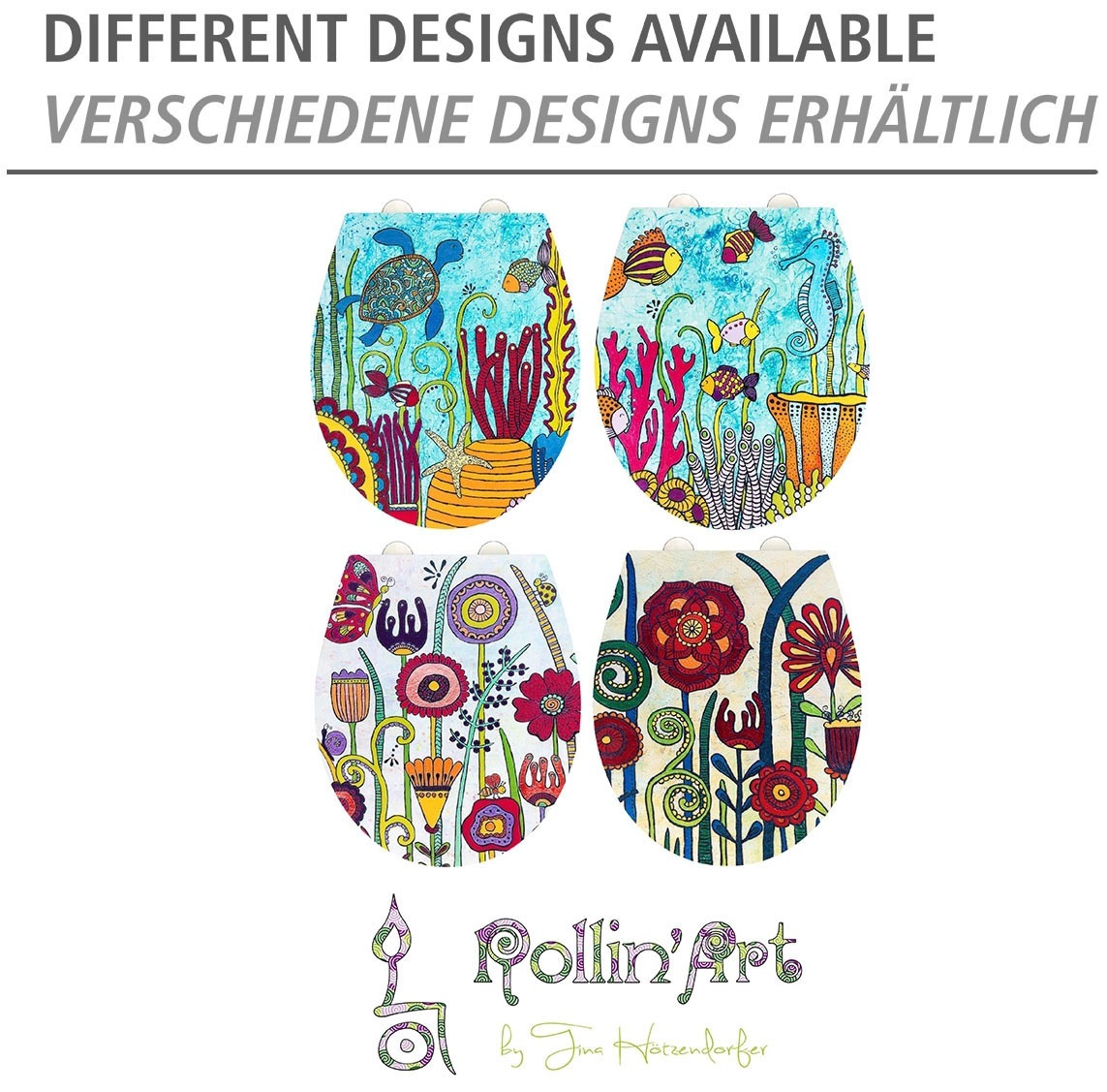 WENKO WC-Sitz »Rollin’Art Red Blossom«, mit Relief, aus antibakteriellem Duroplast