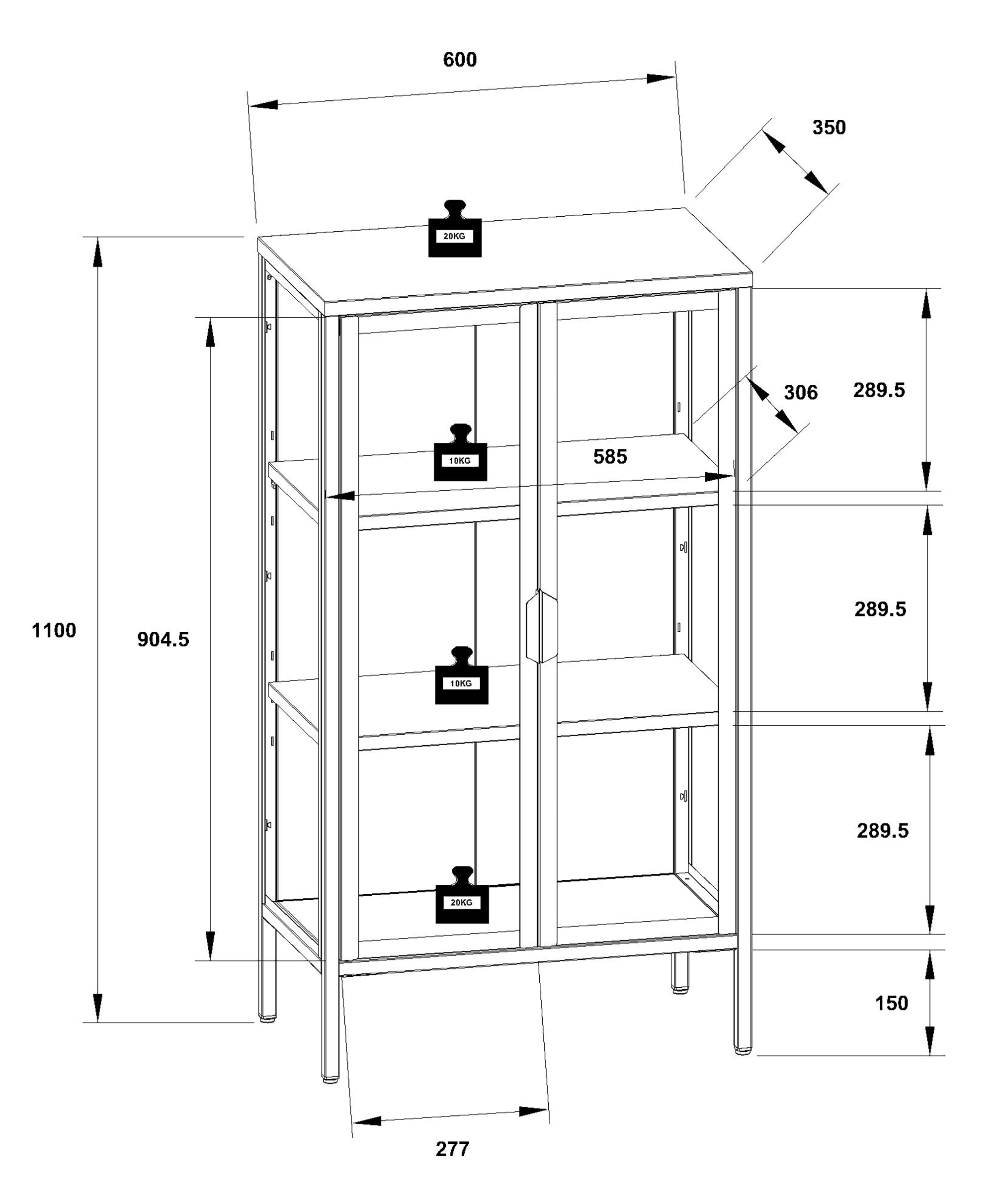 VCM Standvitrine »Stahl Glas Standvitrine Vitrine Schaukasten FlokaM«