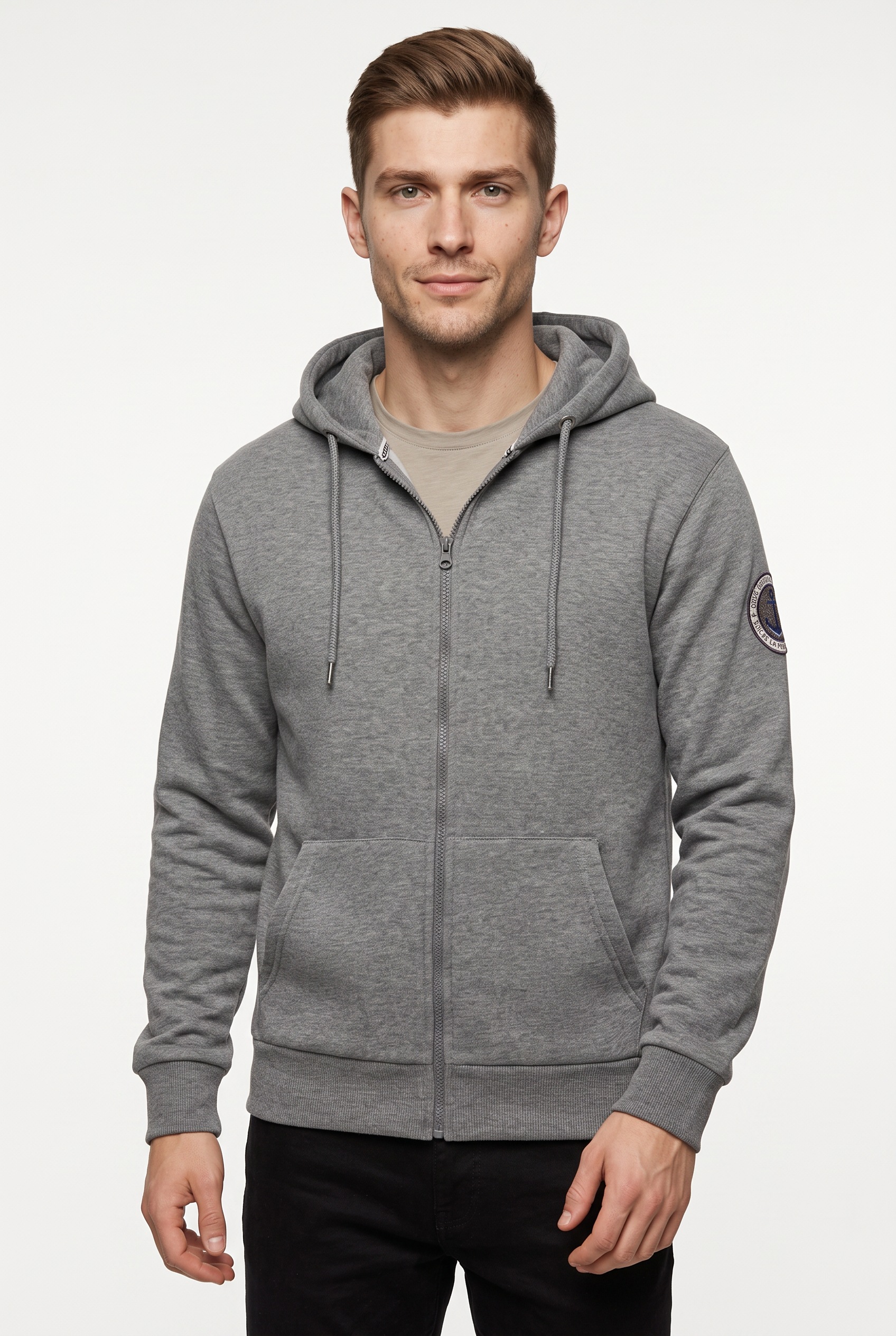 Zwillingsherz Kapuzensweatjacke ""Küste Meer Moin"" Taschen, Kordelzug, Langarm, Reißverschluss, Schriftzüge