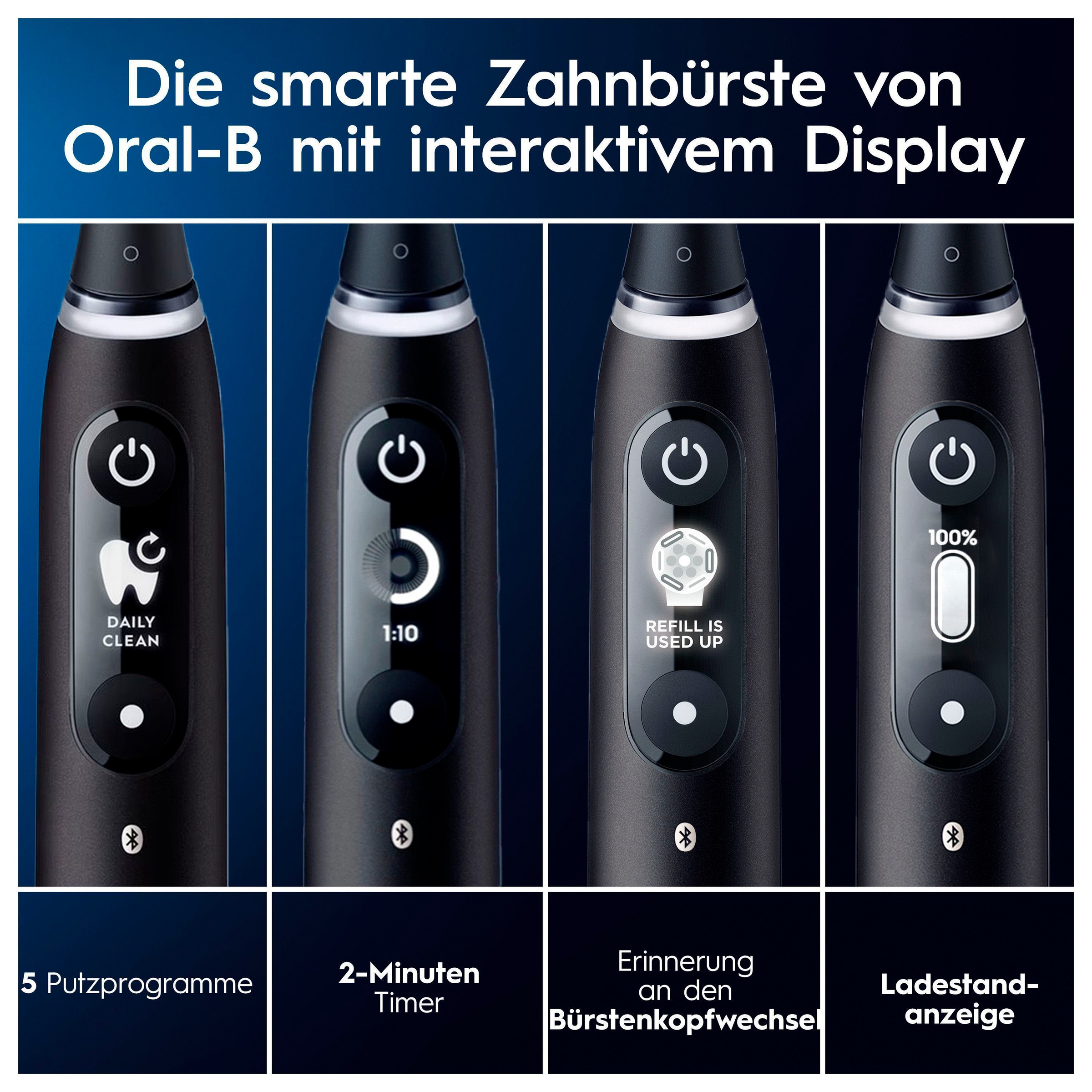 Oral-B Elektrische Zahnbürste »iO 7«, 2 St. Aufsteckbürsten, mit Magnet-Technologie, Display, 5 Putzmodi, Reiseetui