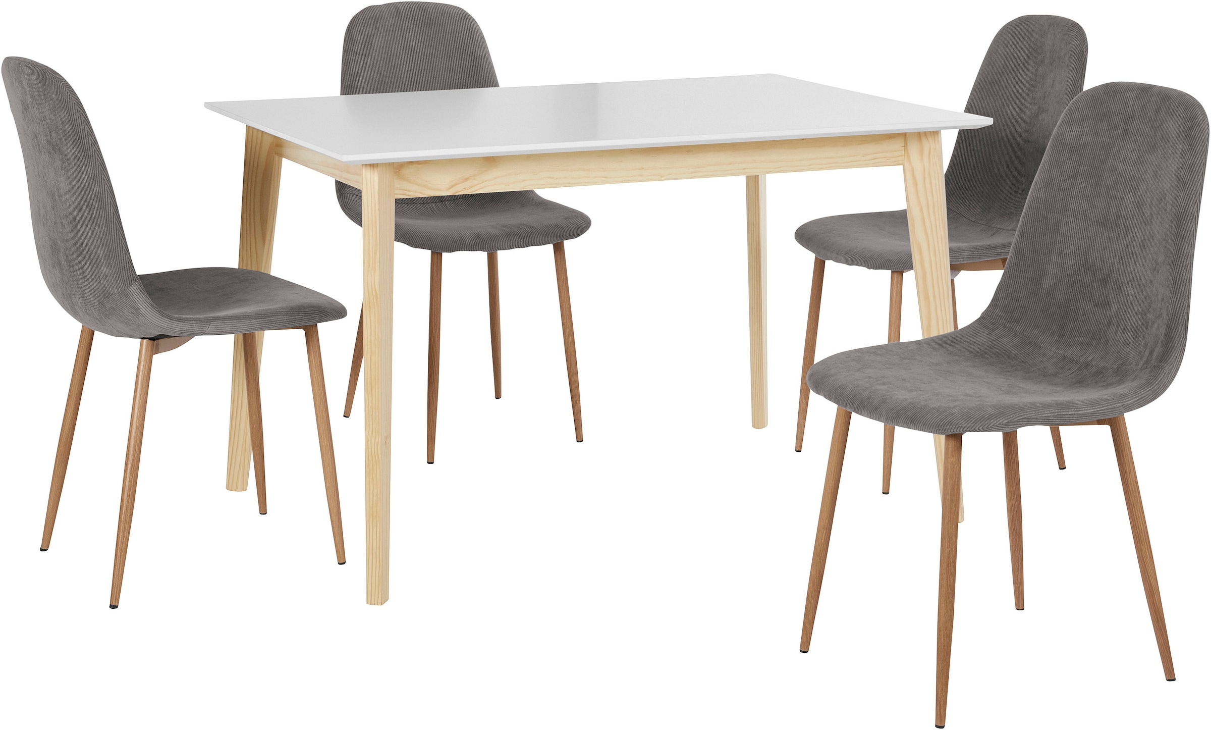Homexperts Essgruppe »Kaitlin Tischgruppe«, (Set, 5 tlg., bestehend aus Esstisch »Kailtin« Breite 120 cm und 4 Stühlen)
