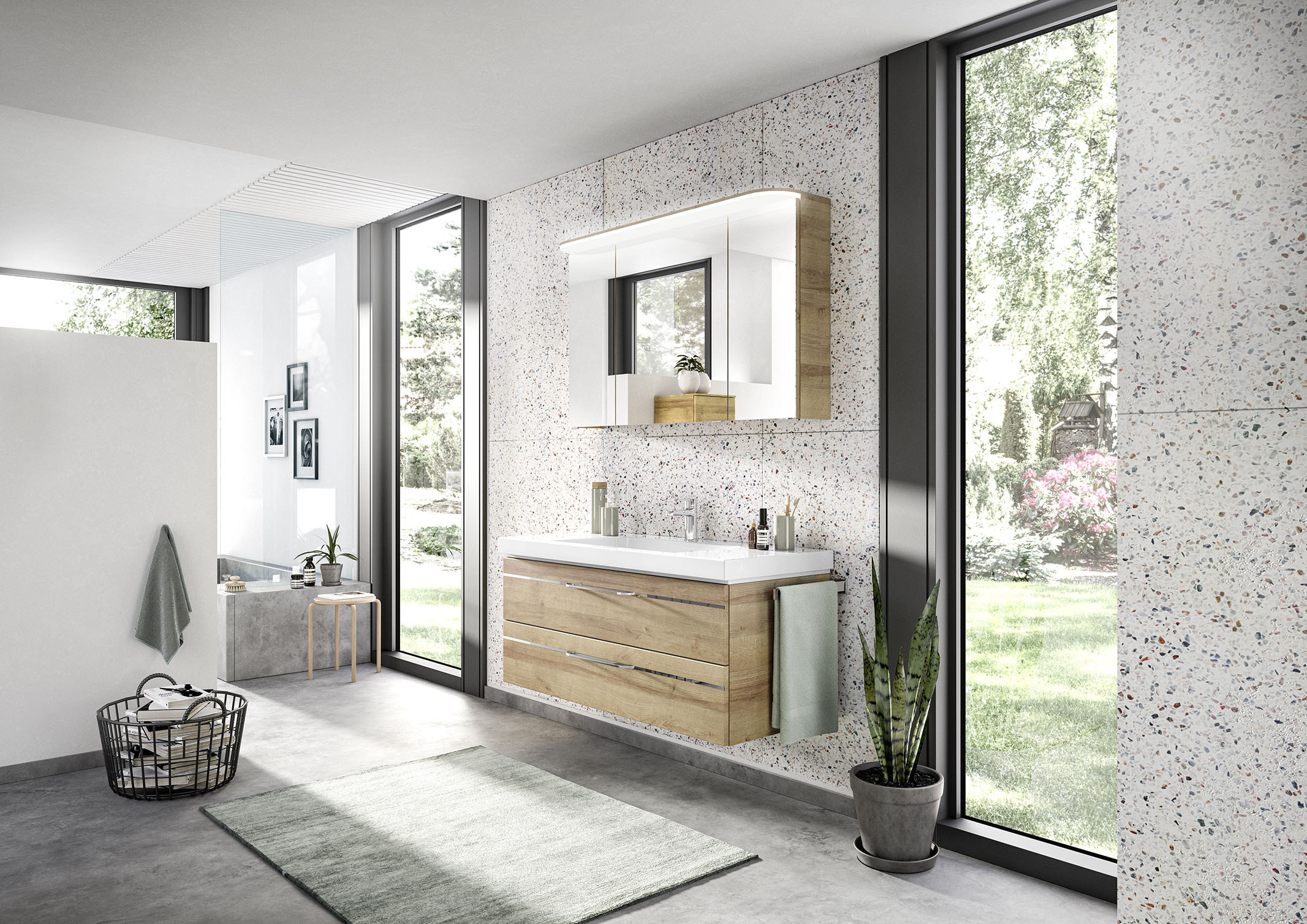 Saphir Waschtisch "Serie Balto Mineralmarmor-Waschtisch mit Unterschrank, 123 cm breit" 2 Stk. tlg. Waschplatz mit 2 Schubladen, Badschrank in verschiedenen Ausführungen
