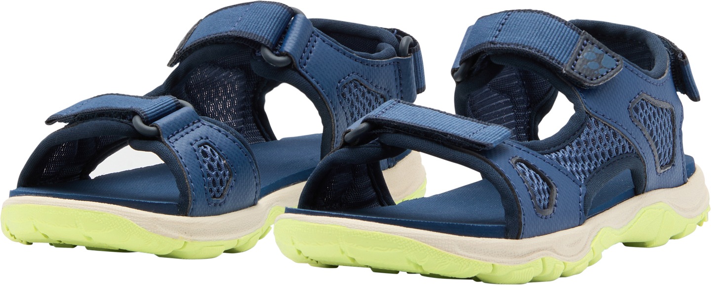 Sandale JACK WOLFSKIN "TARACO BEACH SANDAL K", Kinder, Gr. 35, blau (evening sky), Synthetik, Textil, Schuhe Sandale, mit Klettverschluss