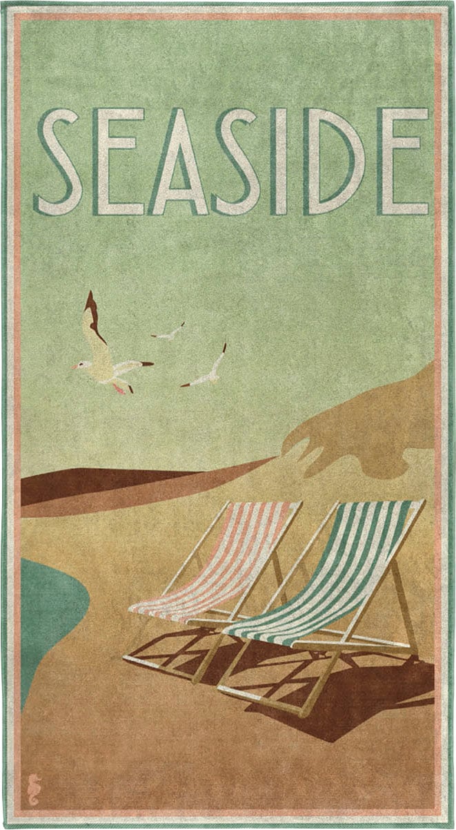 Strandtuch BAUR auf (1 Vintage mit Rechnung Aufdruck St.), Seahorse | »Blackpool«,