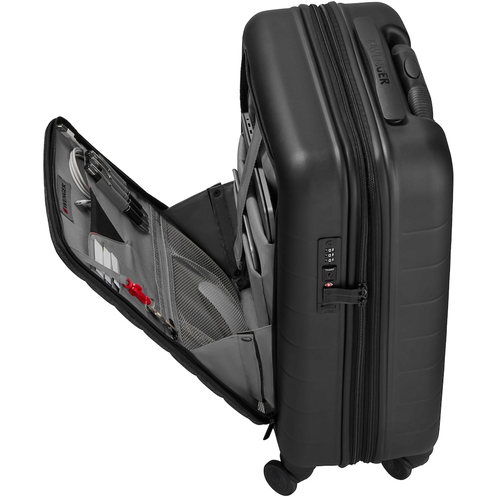 Wenger Business-Trolley »Syntry Carry-On, grau«, 4 Rollen, mit Volumenerweiterung, USB-Schleuse& Frontfach für Laptop und Tablet