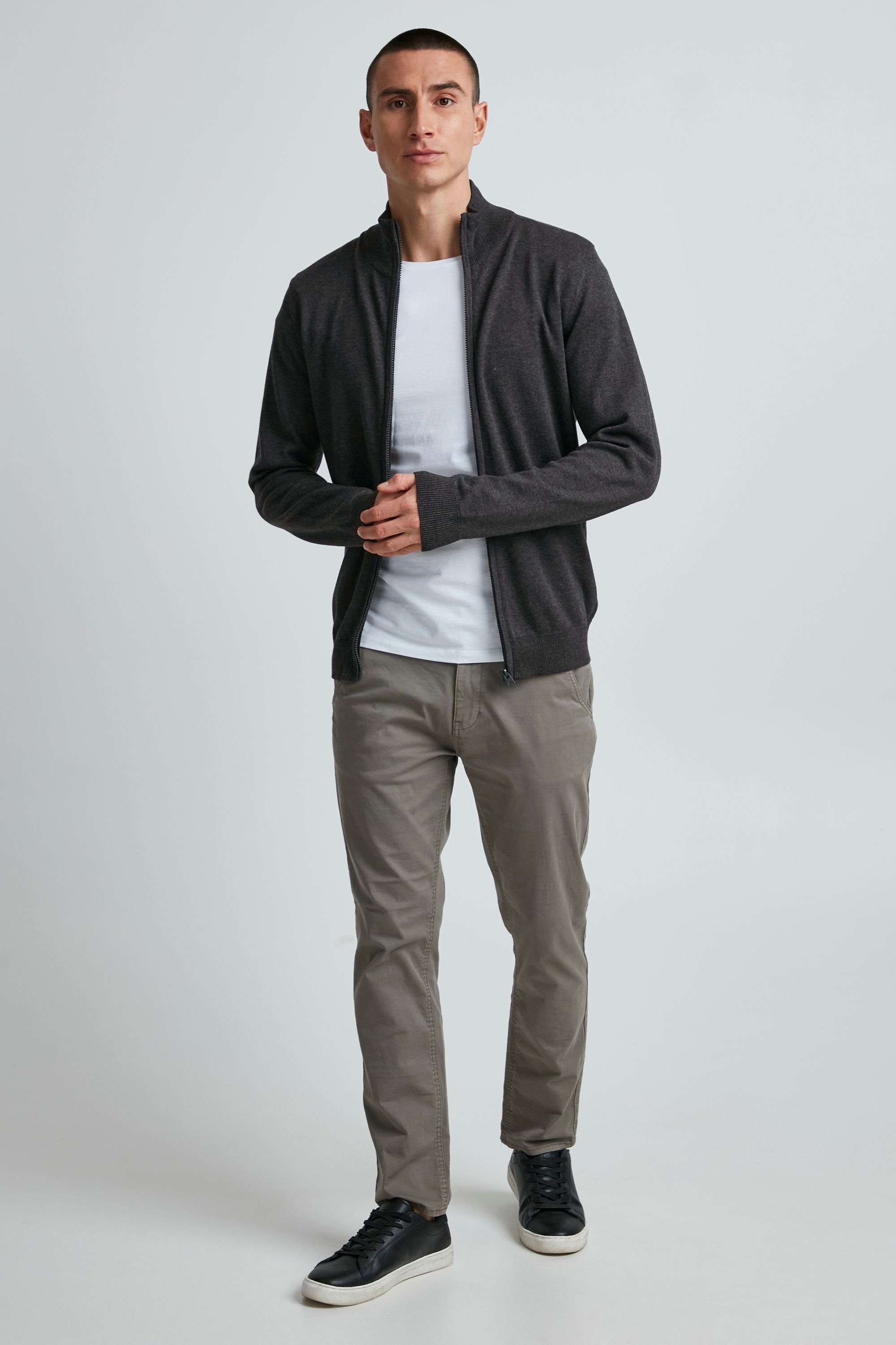 Strickjacke 11 PROJECT "Strickjacke PRMelker", Herren, Gr. XL, grau (charcoal mix), Obermaterial: 100% Baumwolle CO., meliert, normal, Strickjacken Strickjacke 2