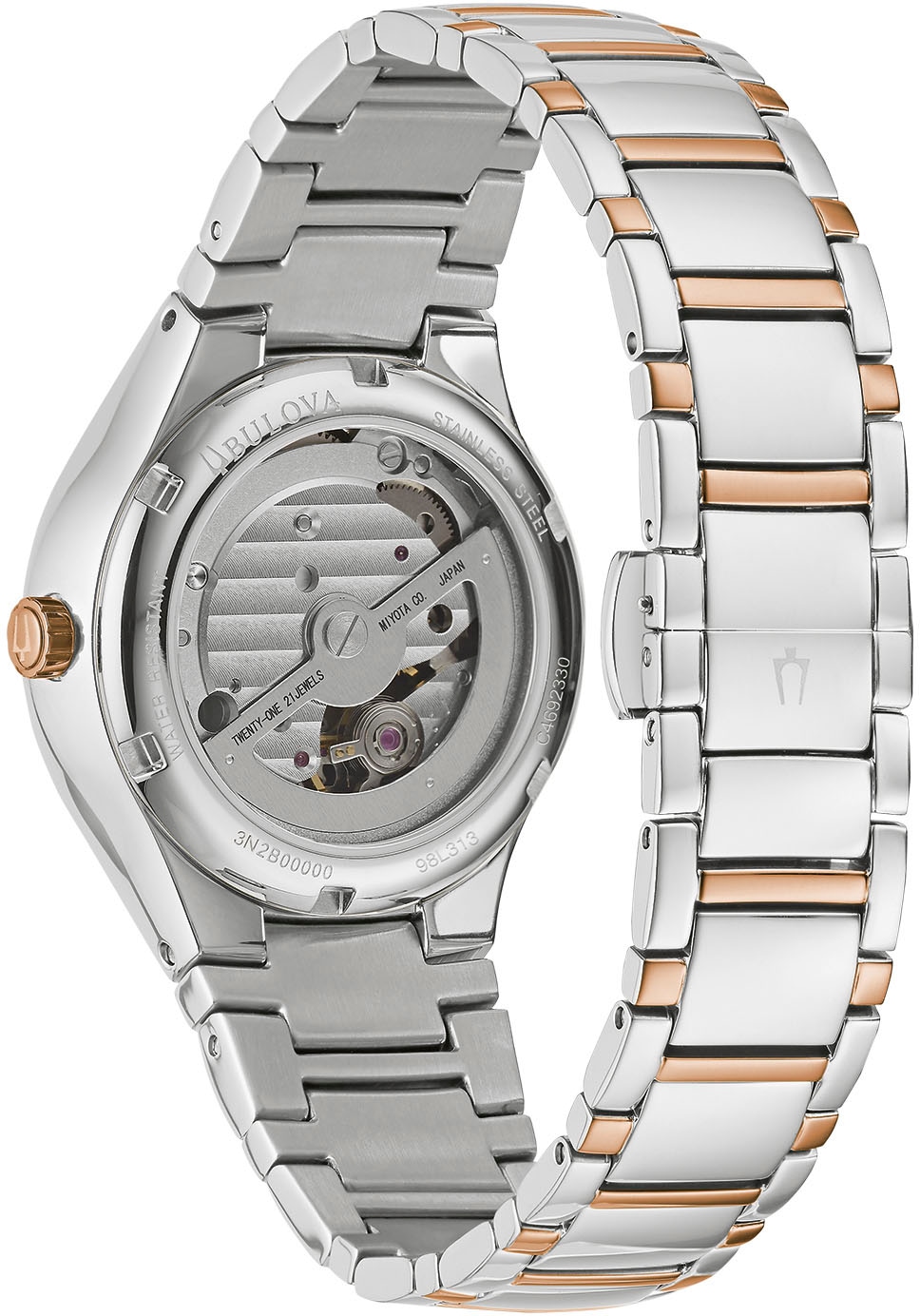 Bulova Automatikuhr, Armbanduhr, Damenuhr, Edelstahlarmband