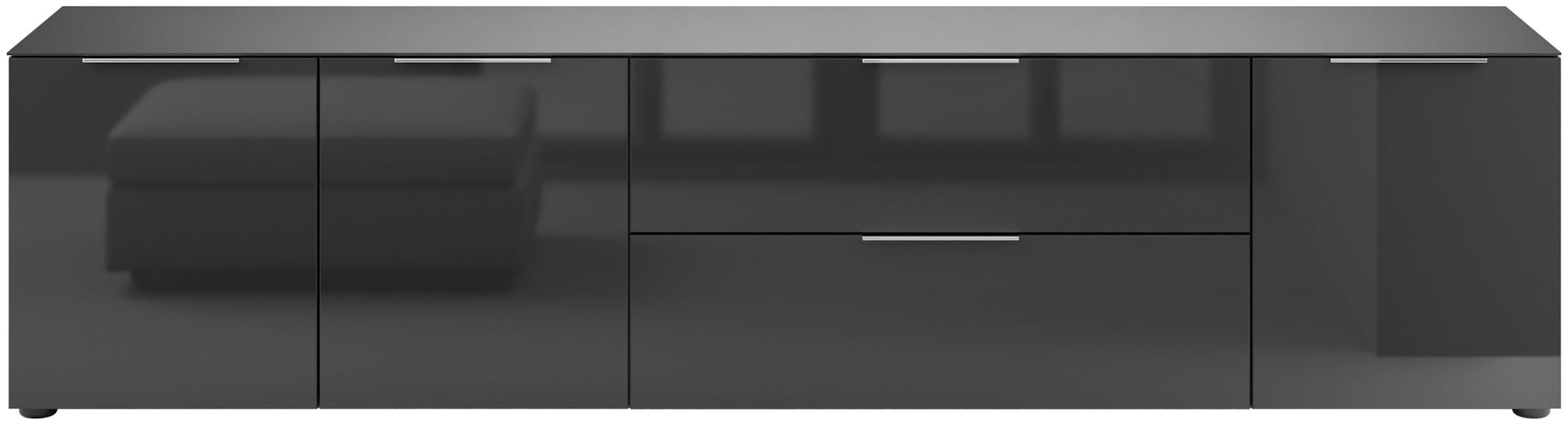 Manjana Möbel Lowboard "Lowboard mit Chrom oder Schwarz matten Metallgriffe günstig online kaufen