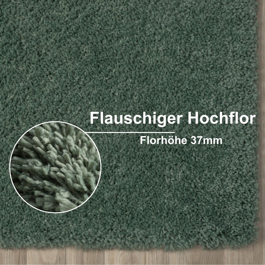 Myflair Möbel & Accessoires Hochflor-Läufer »My Shaggy«, rechteckig, 37 mm Höhe, Shaggy, Uni Farben, leicht glänzend, Microfaser, extra flauschig