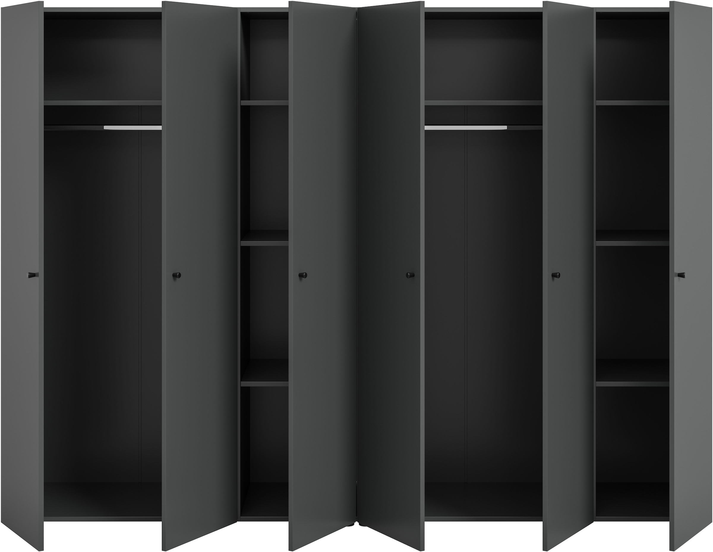 Home affaire Kleiderschrank »BILLINGS, TOPSELLER!, Schlafzimmerschrank, Schrank, Garderobenschrank«, (OTTO BESTSELLER, Garderobe & Schlafzimmer), Breite 240cm, grau, 6-türig, inkl. 2 Kleiderstangen und 8 Ablageböden