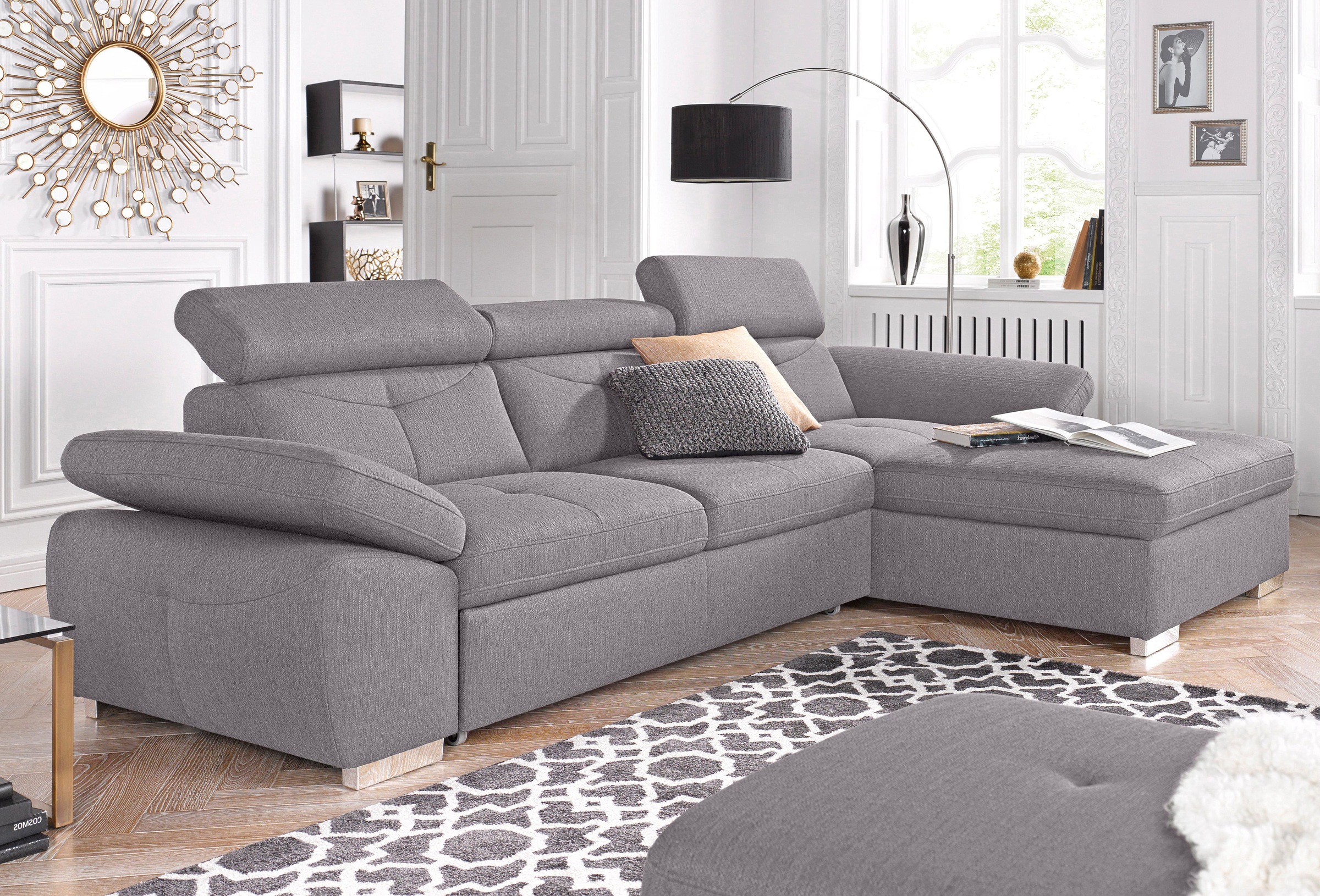 exxpo - sofa fashion Ecksofa »Spring, super bequem, mit Armteil- und Kopfteilfunktion, OTTOs Choice«, L-Form, wahlweise mit Bettfunktion und Bettkasten