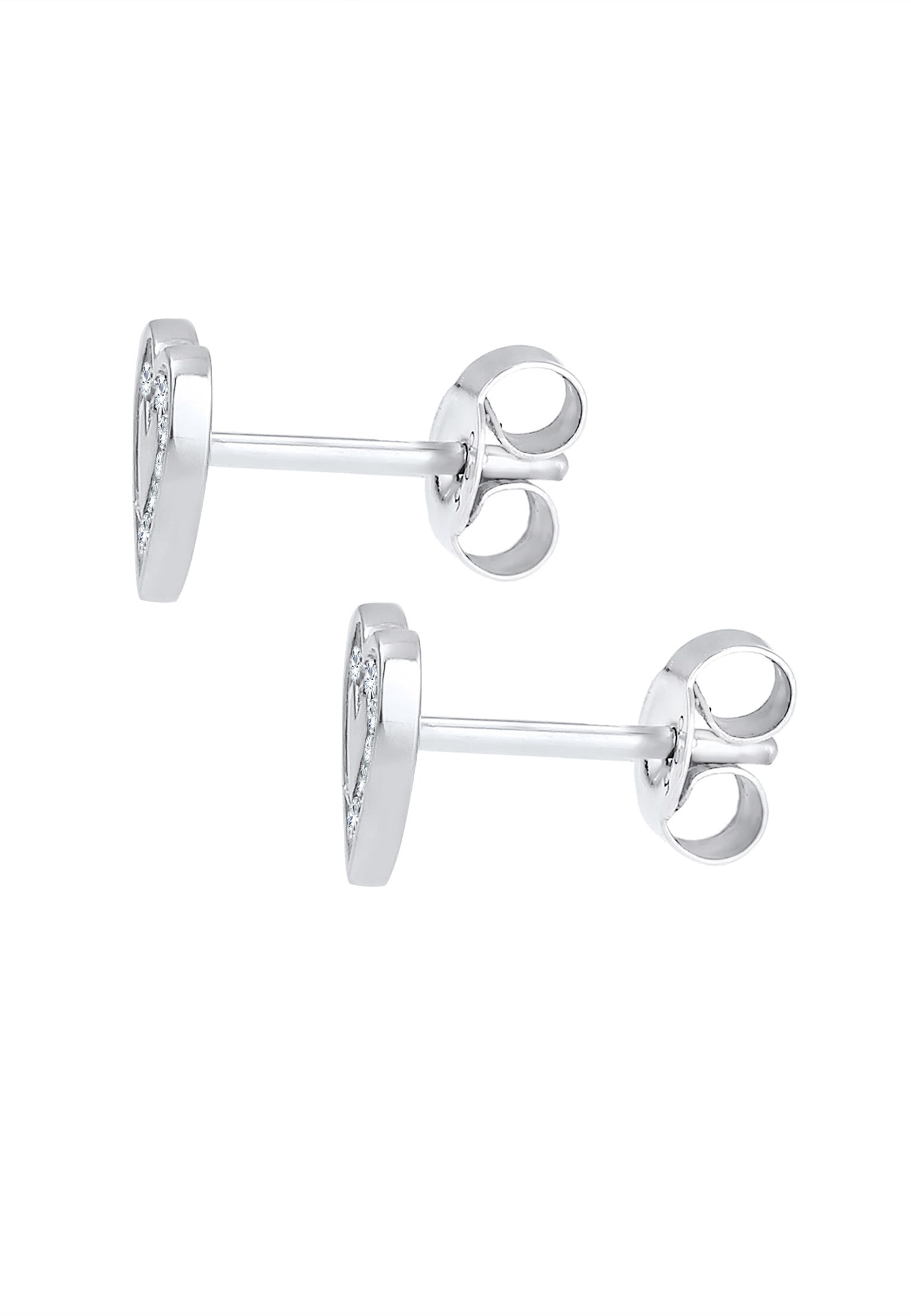 Elli Paar Ohrstecker »Ohrstecker Herz Glas Kristalle Weiß 925 Sterling Silber«