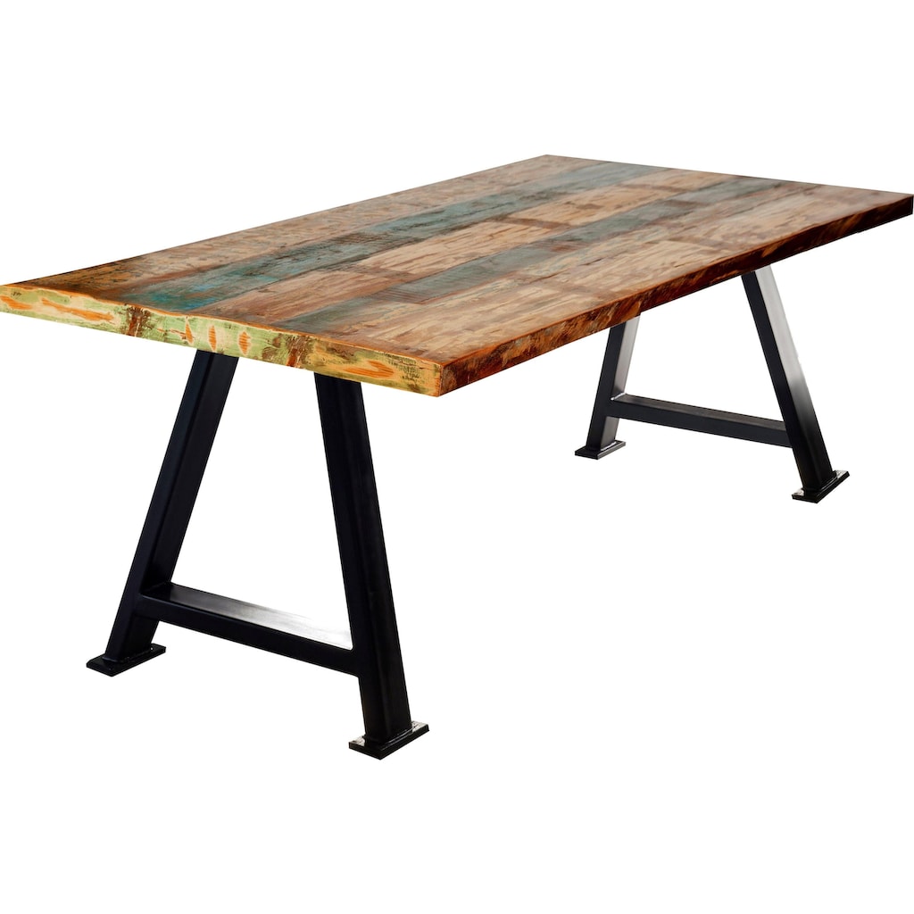 Wohnen Tische SIT Esstisch »Tops&Tables«, mit Platte aus recyceltem Altholz mit Farbresten, Shabby Chic, Vintage 