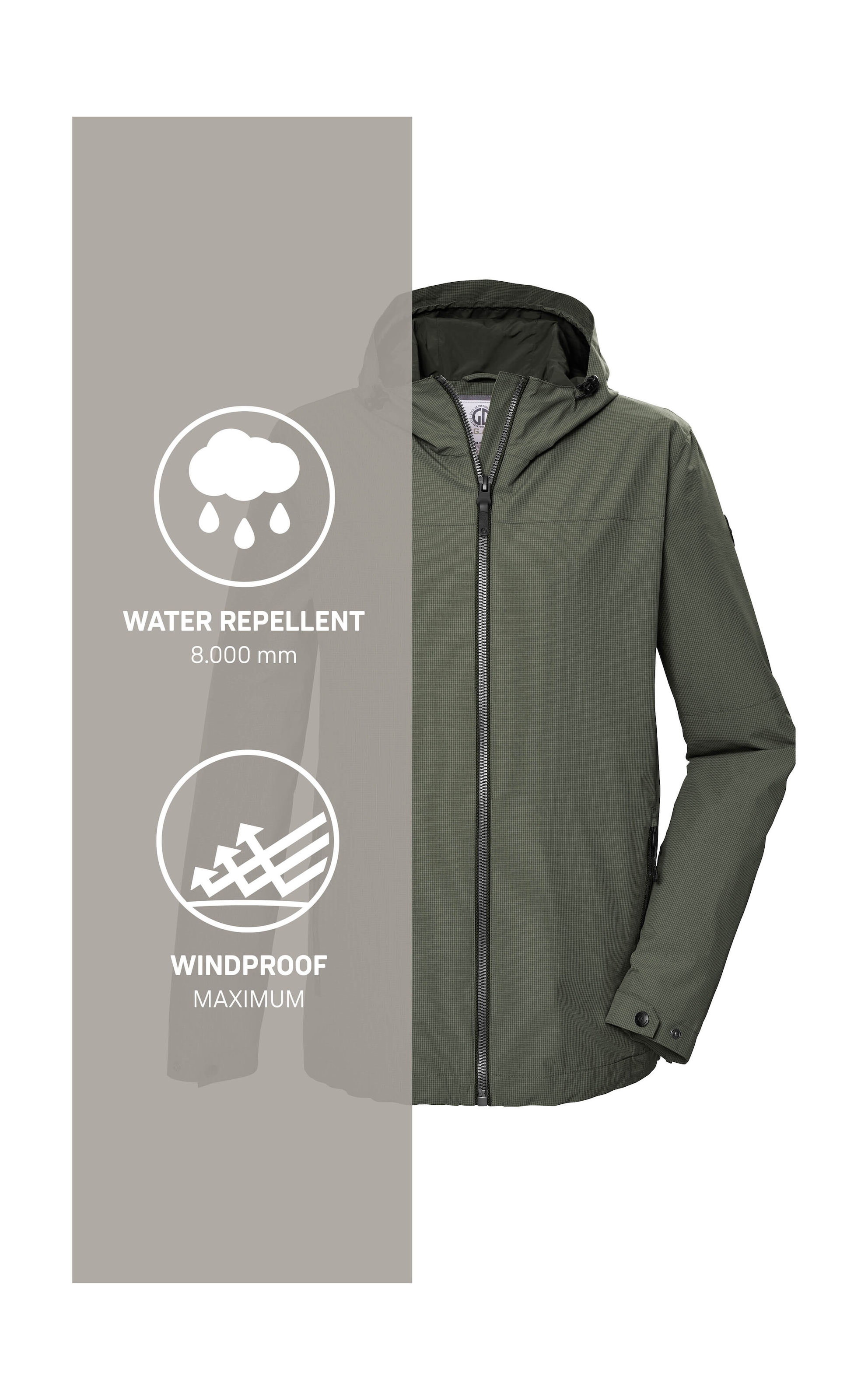G.I.G.A. DX by killtec Funktionsjacke »GS 80 MN JCKT«, Herrenjacke wasserdicht 8.000 mm, Kapuze, nachhaltig, verstellbar