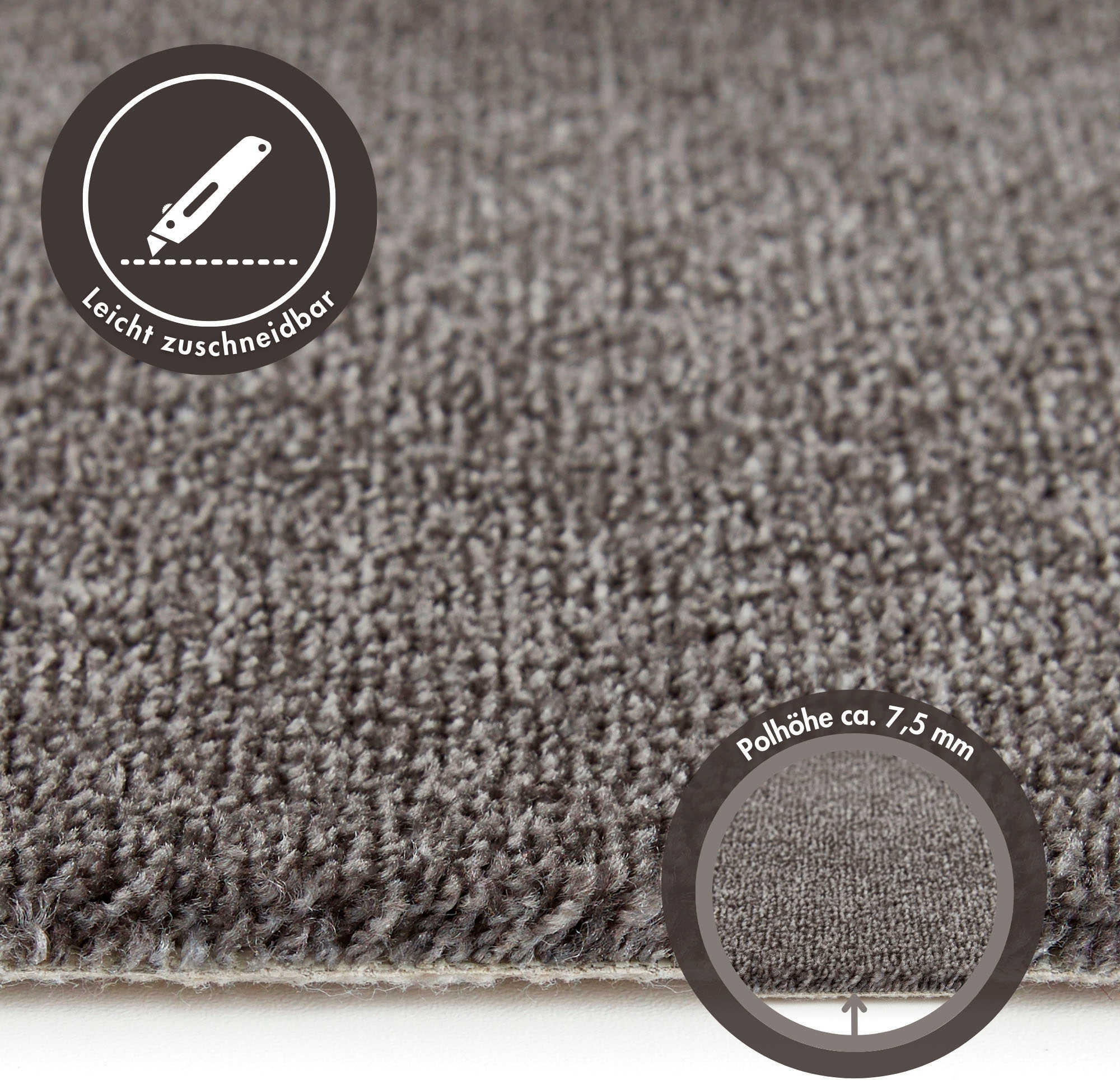 Andiamo Teppichboden »Levin, Velours, Made in Belgium«, rechteckig, 10 mm Höhe, Uni Farben, Breite 400 cm oder 500 cm, weiche Qualität