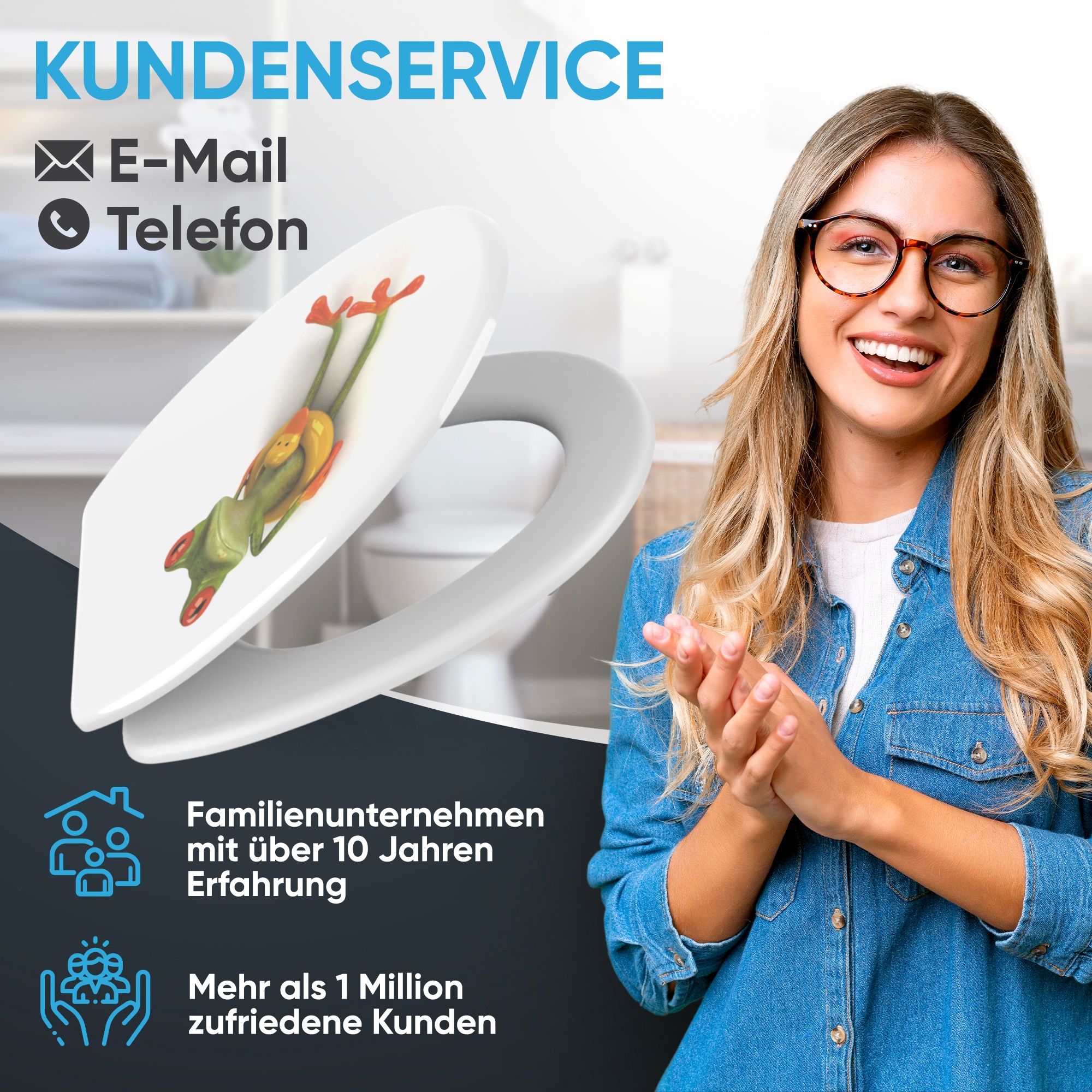 Sanilo WC-Sitz »Froggy mit Absenkautomatik & Quick Release« Premium Toilettendeckel, abnehmbar, leichte Montage von oben