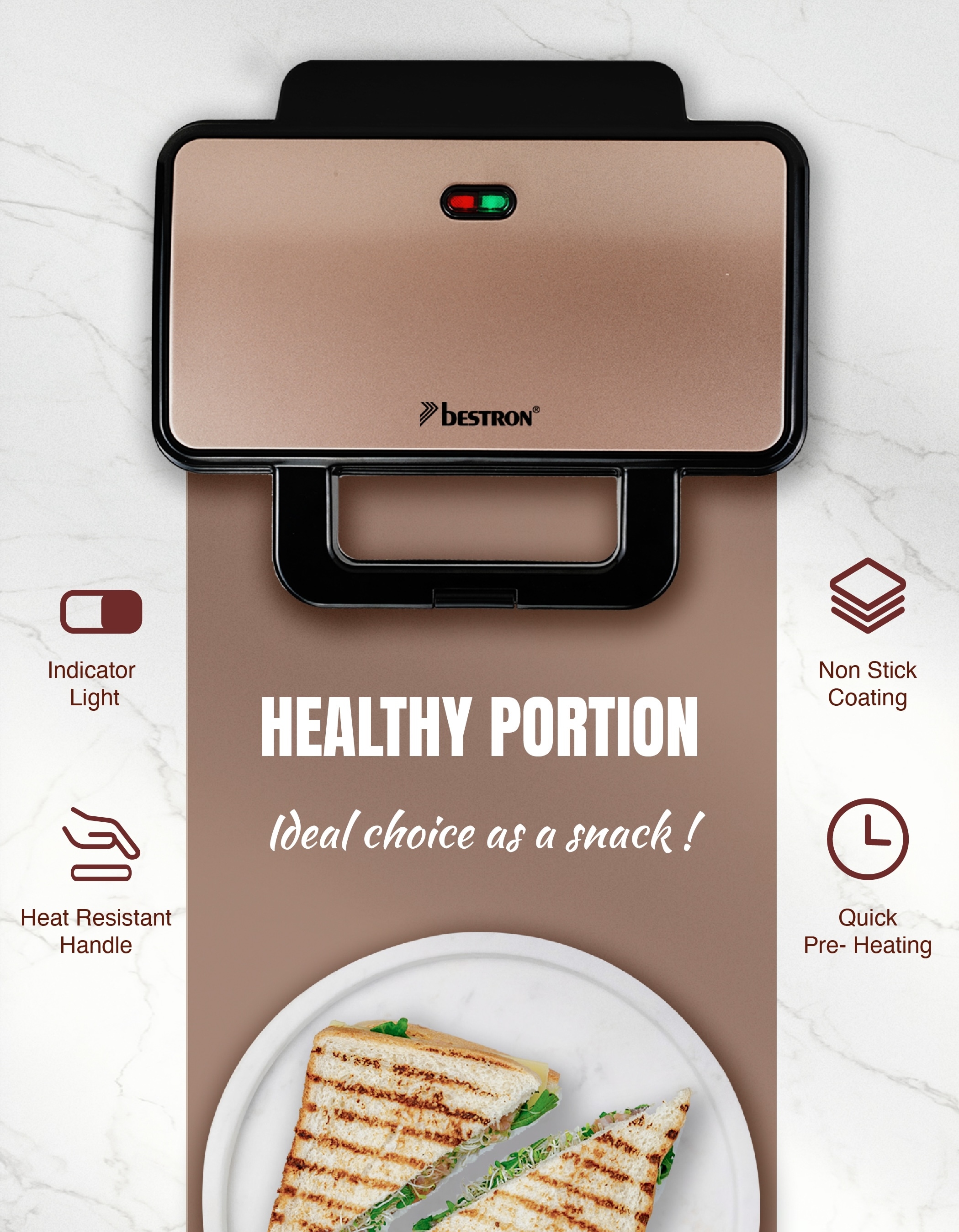 bestron Sandwichmaker »ASM92XLCO«, 900 W
