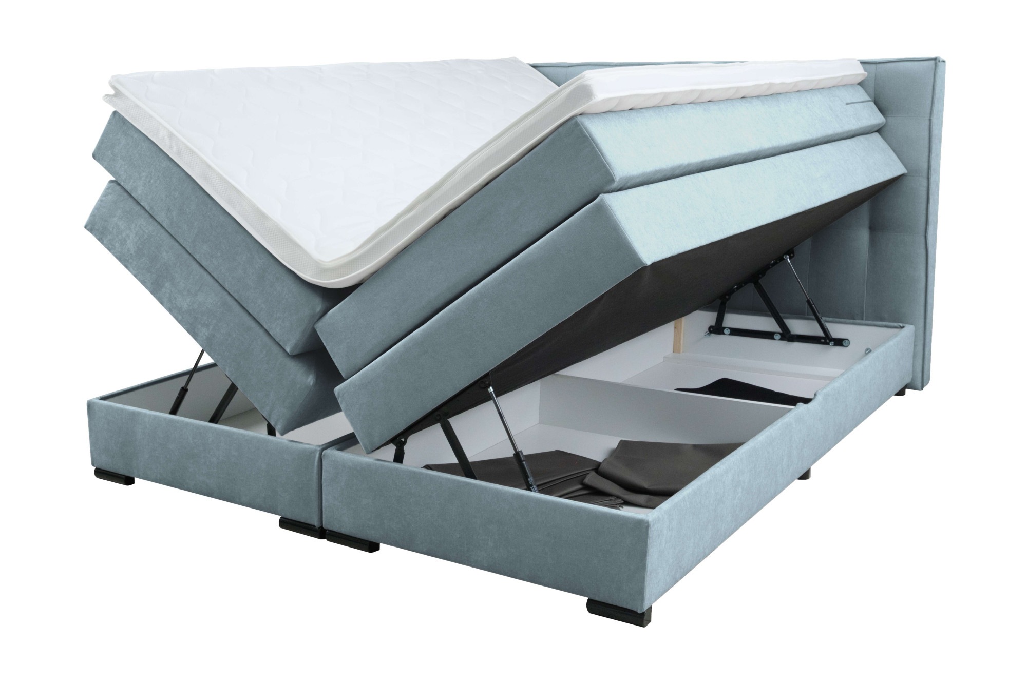 Home affaire Boxspringbett »Köln, Doppelbett, Polsterbett, Federkernbett, Komforbett, 160, 180 cm« inkl. Topper, zwei Bettkästen, Taschen-Federkernmatratze, Härtegrad 3