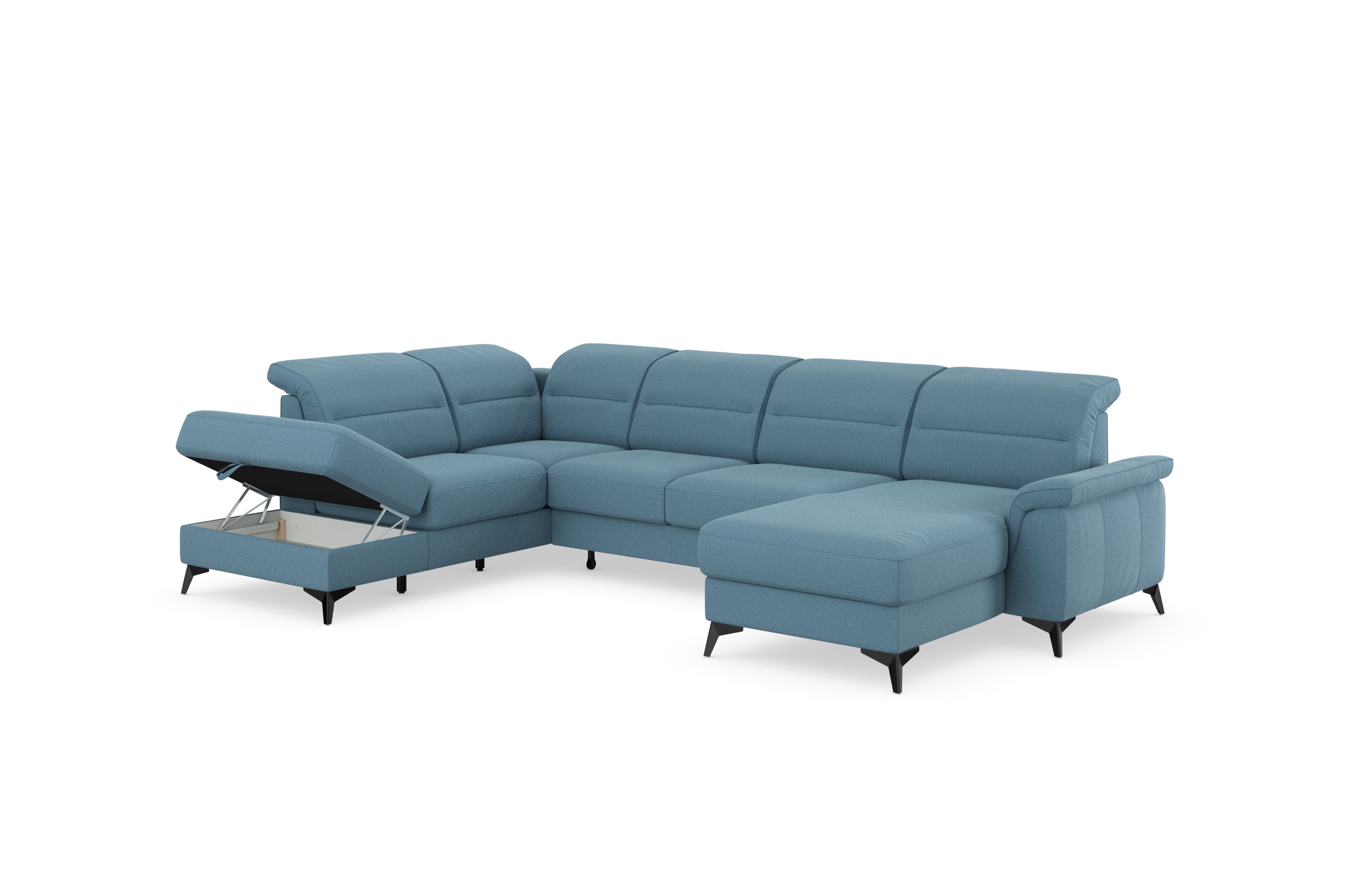 sit&more Wohnlandschaft »Sinatra U-Form«, optional mit Kopfteilverstellung und Armteilfunktion, Metallfüße