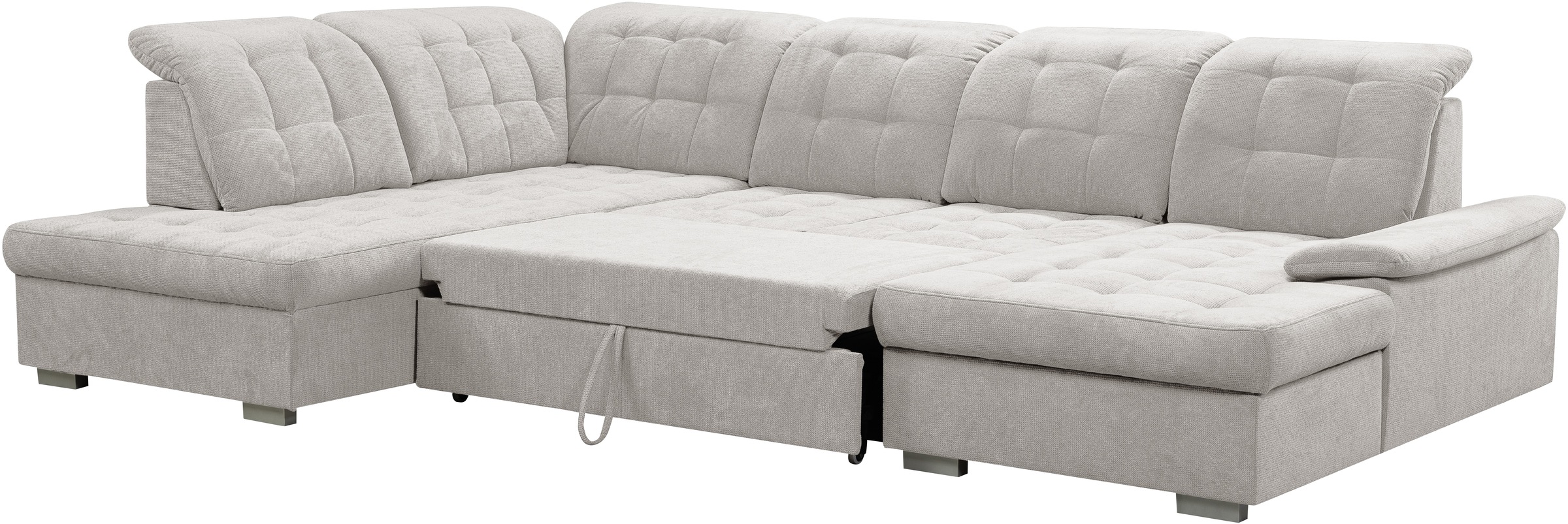 WERK2 Wohnlandschaft »Kordula-New Multifunktion Couch, Breite 332cm, U-Form«, Sofa in U-Form mit Schlaffunktion & Bettkasten, Schlafcouch