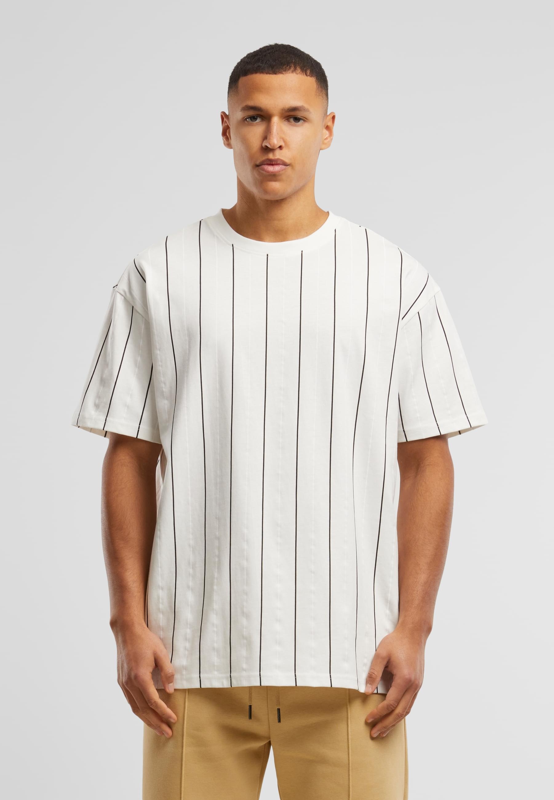 URBAN CLASSICS T-Shirt »Urban Classics Printed Pinstripe Tee«, (1 tlg.)