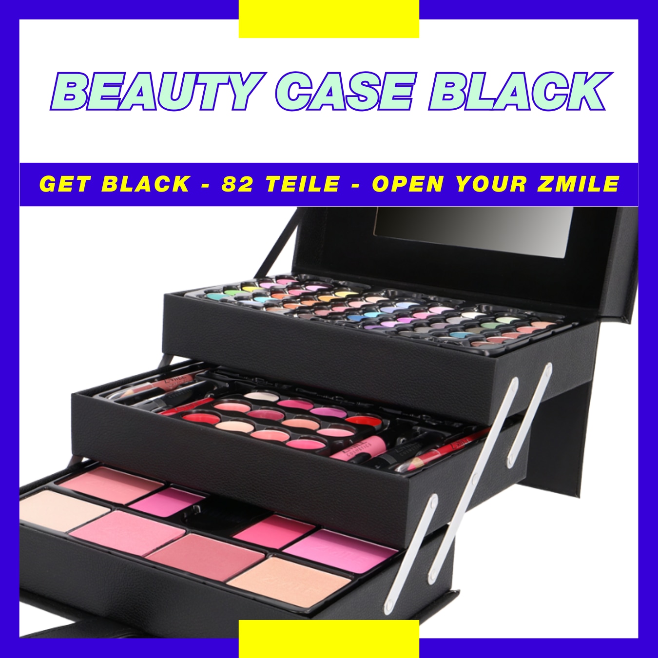 ZMILE COSMETICS Kosmetik-Koffer »Beauty Case' black«, (82 tlg.), mit veganer Formulierung