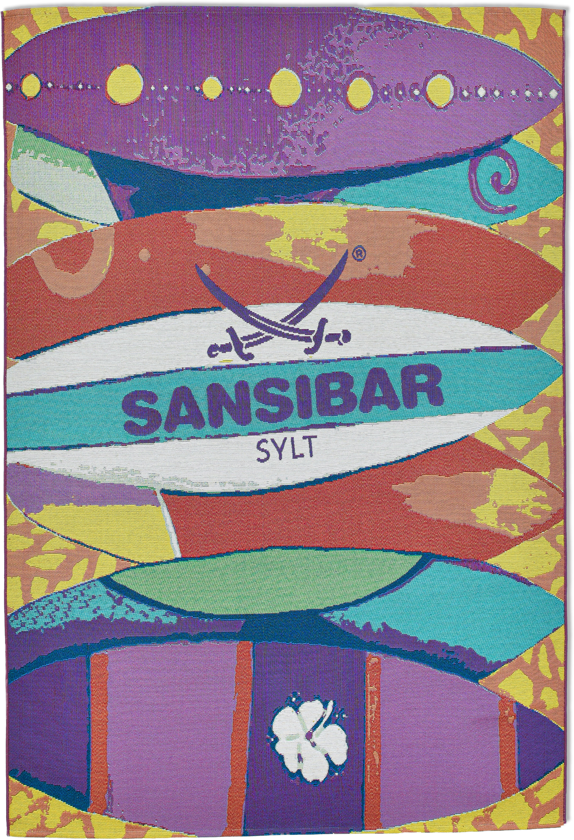 Thumbnail - Sansibar Teppich "Rantum Beach SA-020" rechteckig 5 mm Höhe Flachgewebe, modernes Design, Surfboards, In- und Outdoor ge...