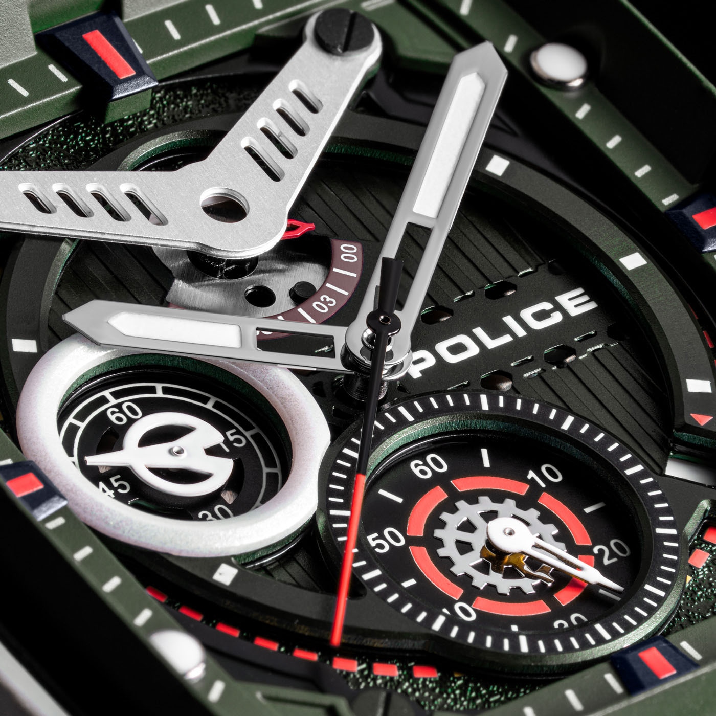 Police Chronograph »CLOUT«, Armbanduhr, Herrenuhr, Silikonarmband, analog, Tag, Stoppfunktion