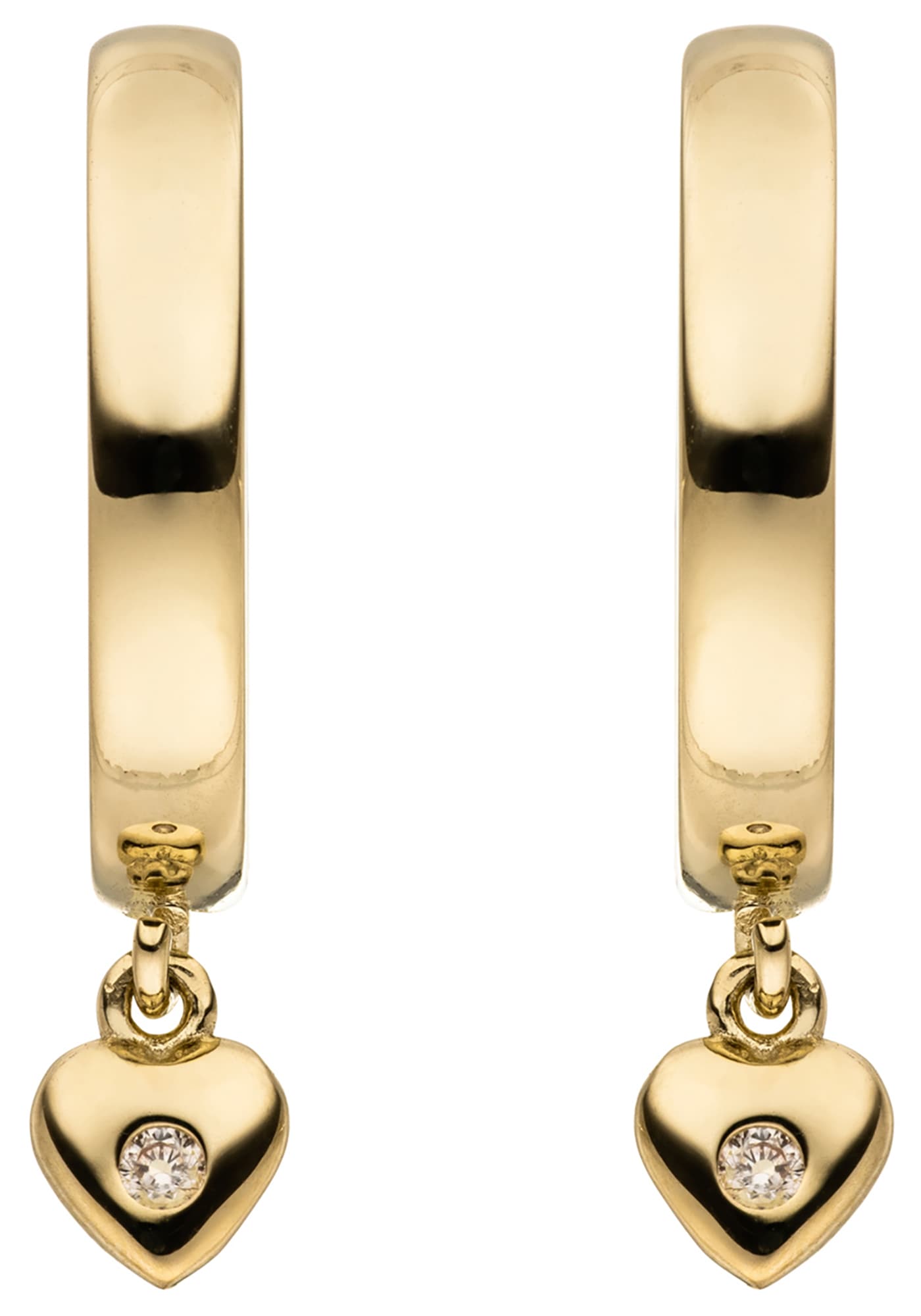 JOBO Paar Creolen »Ohrringe mit Herz-Anhänger 21 mm« 8 Karat 333 Gold mit 2 Zirkonia