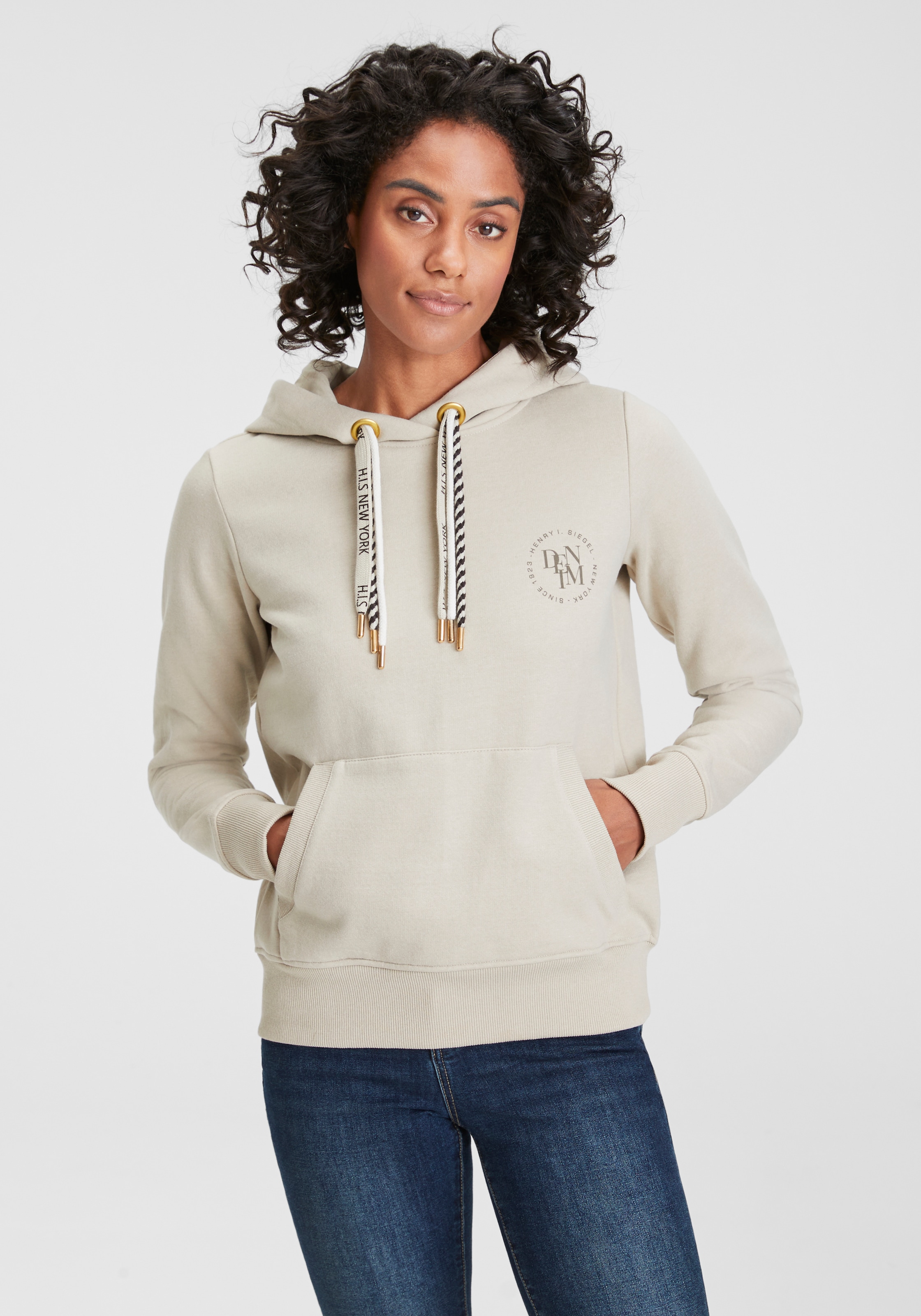 Sweatshirt, mit Logo-Print und mehrfarbigen Kordeln