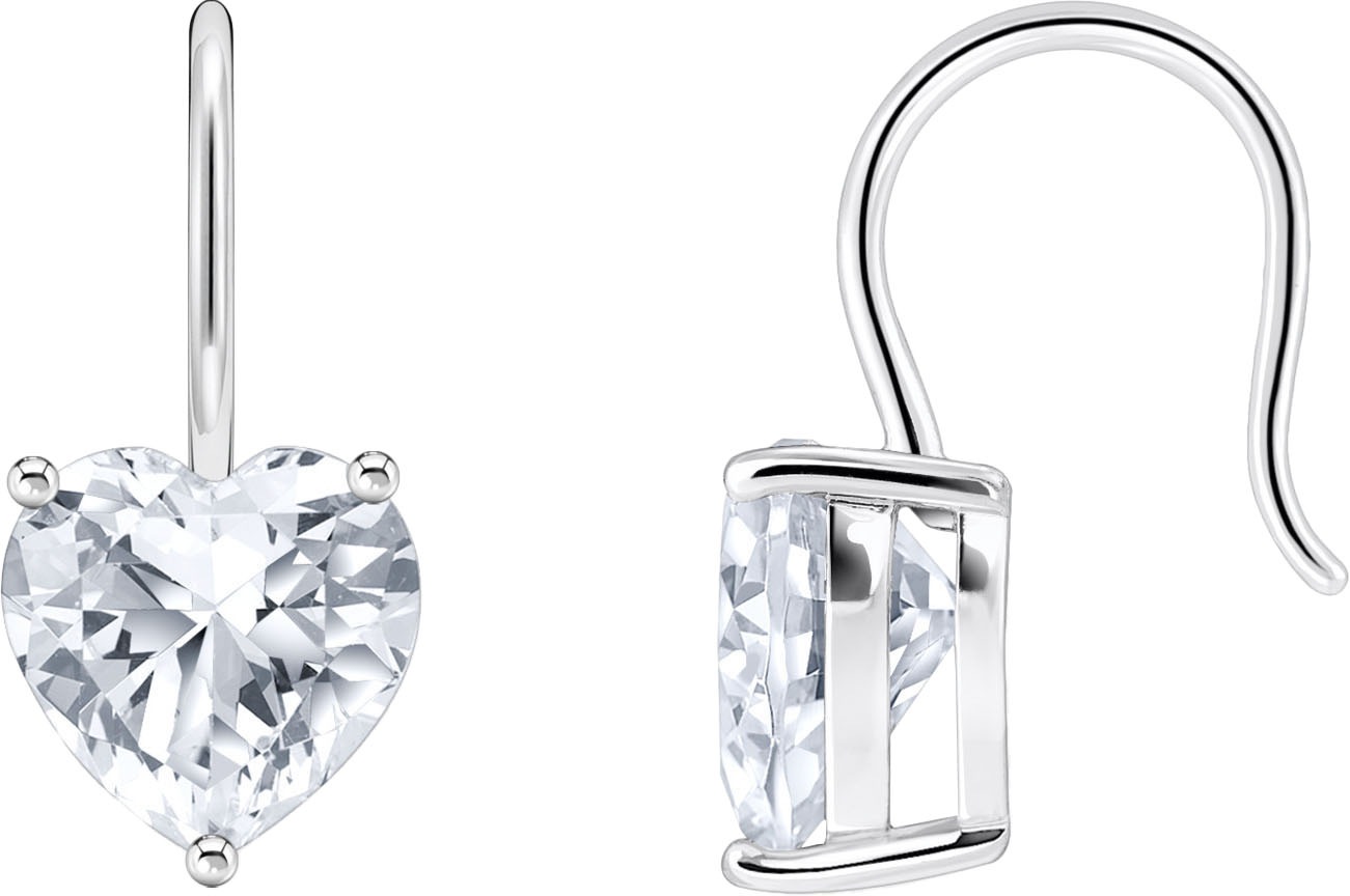 Paar Ohrhänger THOMAS SABO "mit großem Zirkoniaherz", bunt (silberfarben, weiß, weiß), Ohrringe, Damen, Silber 925 (recycelt), mit Zirkonia (synth.)