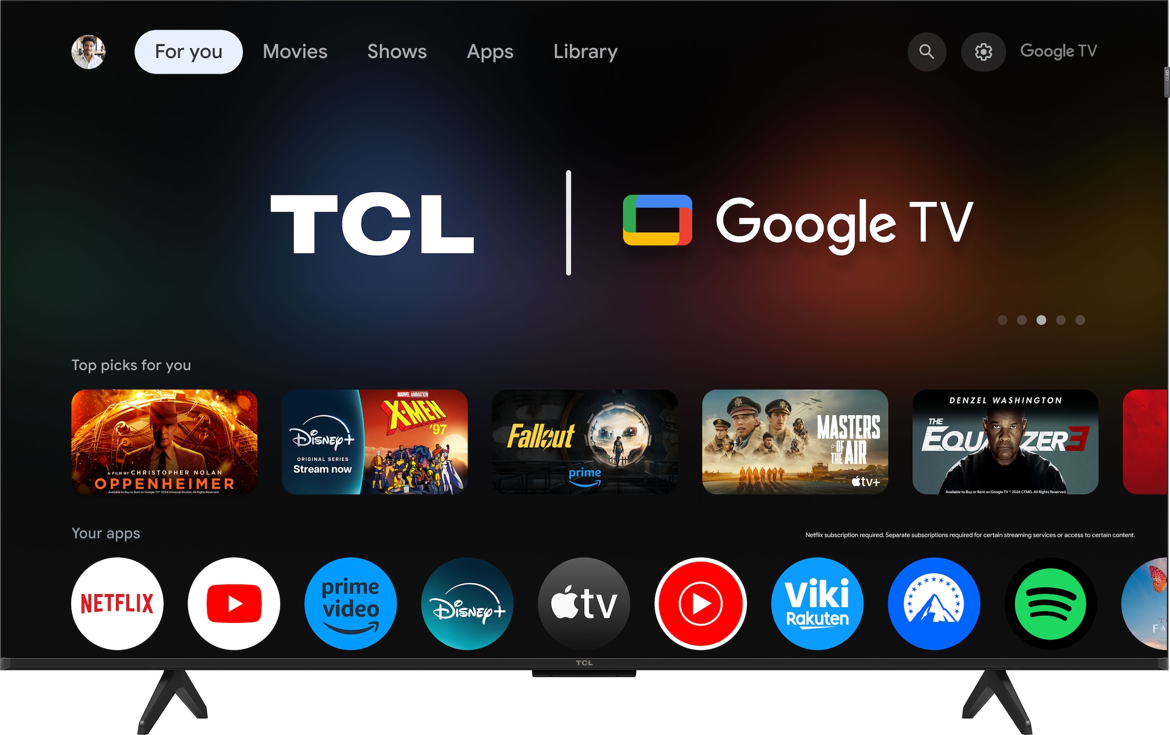 TCL QLED-Fernseher »55P71KX1«, 4K Ultra HD, Google TV-Smart-TV, Multi-HDR, Dolby Vision, Smart TV, Apple TV, Dolby Atmos, Slim Design