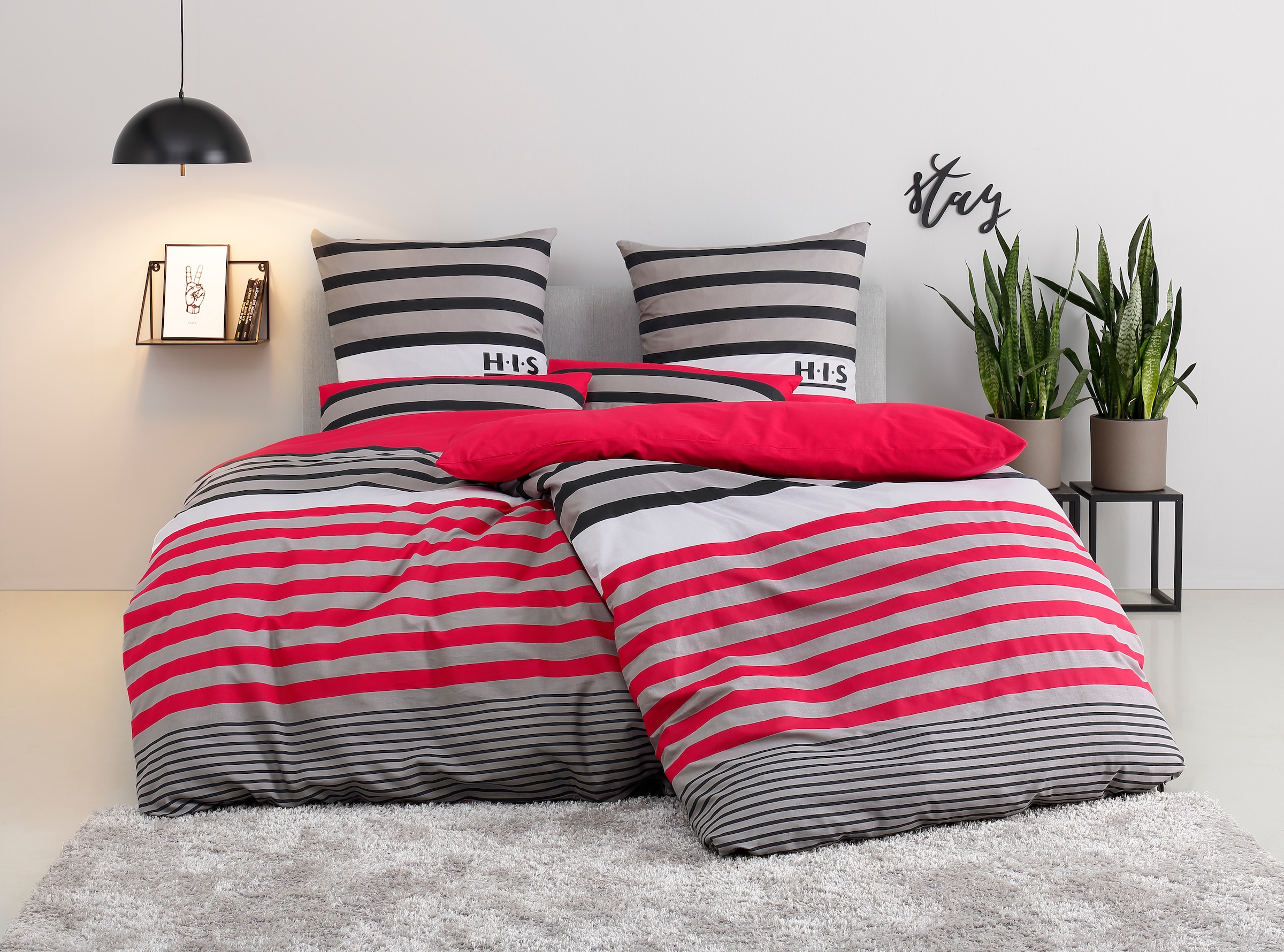 H.I.S Bettwäsche "Majoran" 2 gestreifte Bettwäsche in verschiedenen Qualitä günstig online kaufen