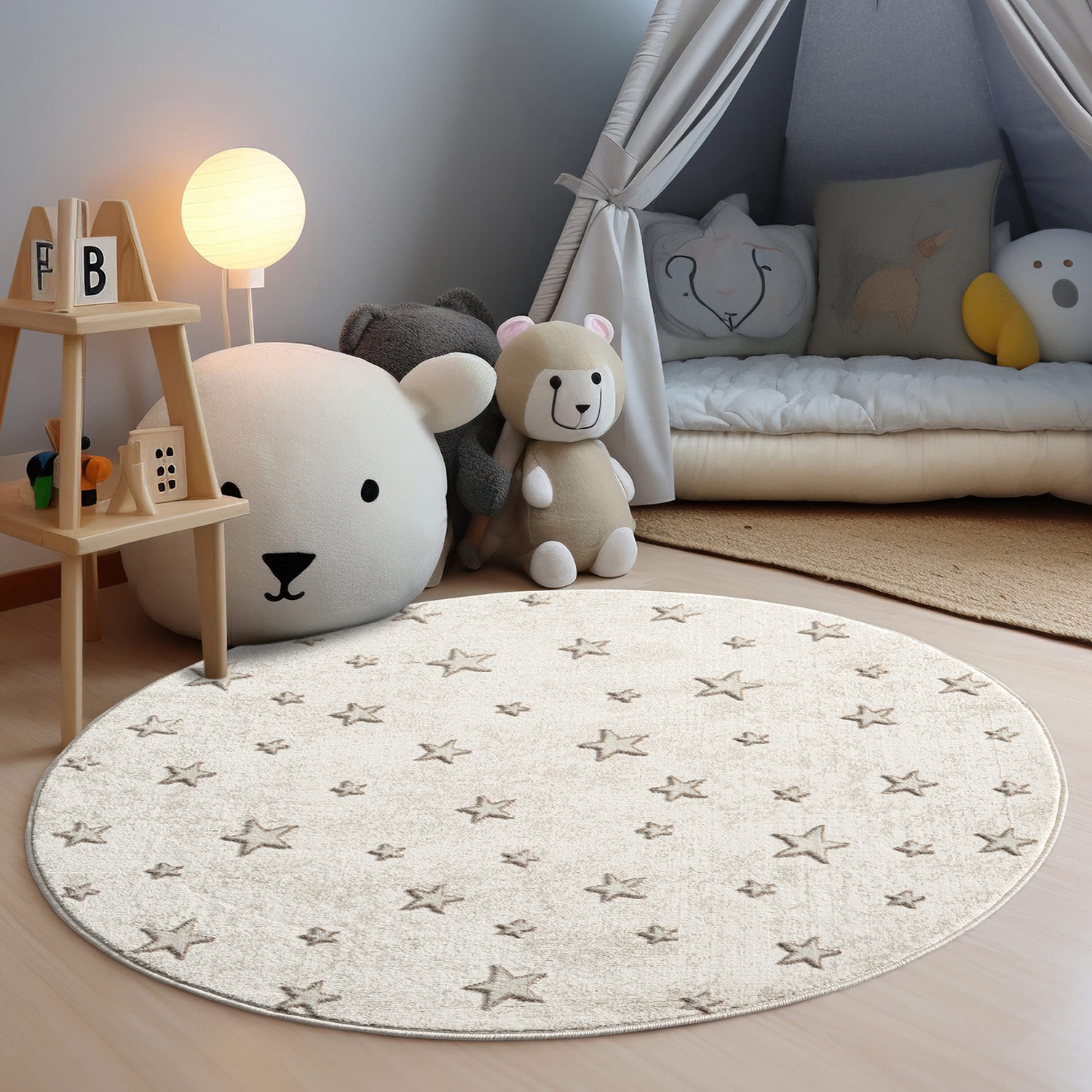 Kinderteppich CARPET CITY, H:11mm Ø:120cm, beige, Obermaterial: 70% Polypropylen, 30% Polyester, Teppiche, "MARA725", Kinderzimmer,