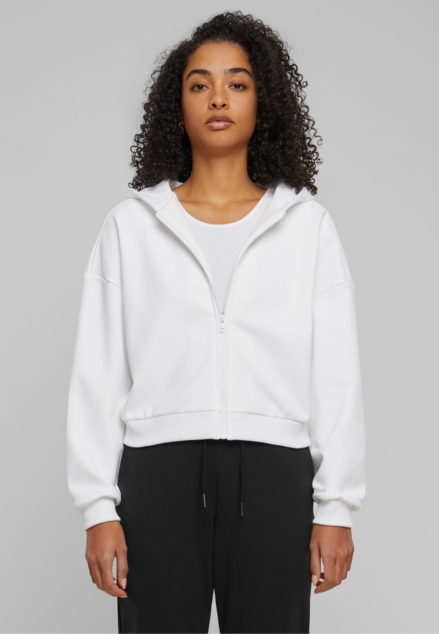 URBAN CLASSICS Sweatjacke »Urban Classics Damen Ladies Cozy Short Zip Hoody«