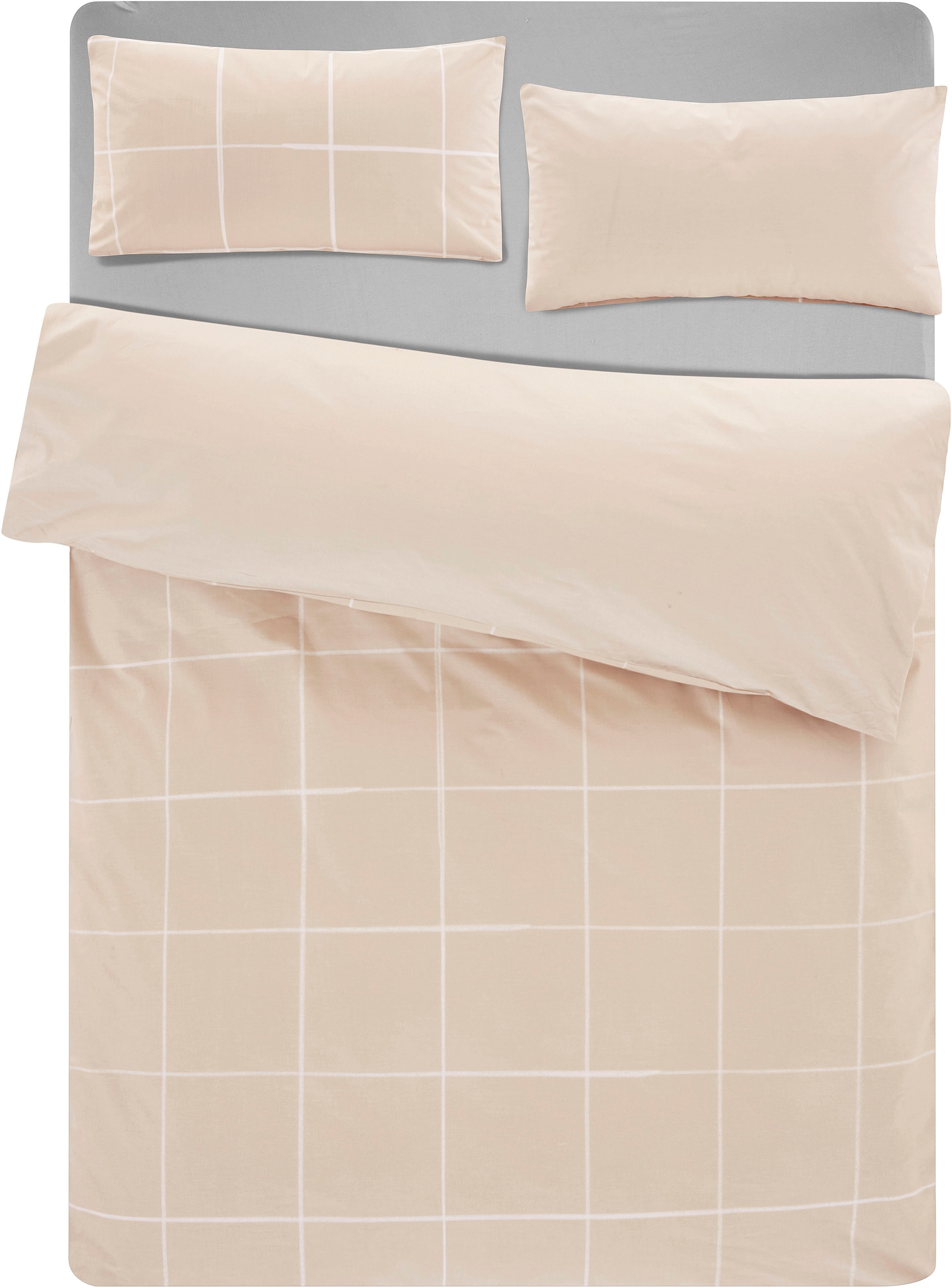 OTTO home Bettwäsche "Nature" 2 Stk. Bettwäsche in unregelmäßigem Karo-Must günstig online kaufen