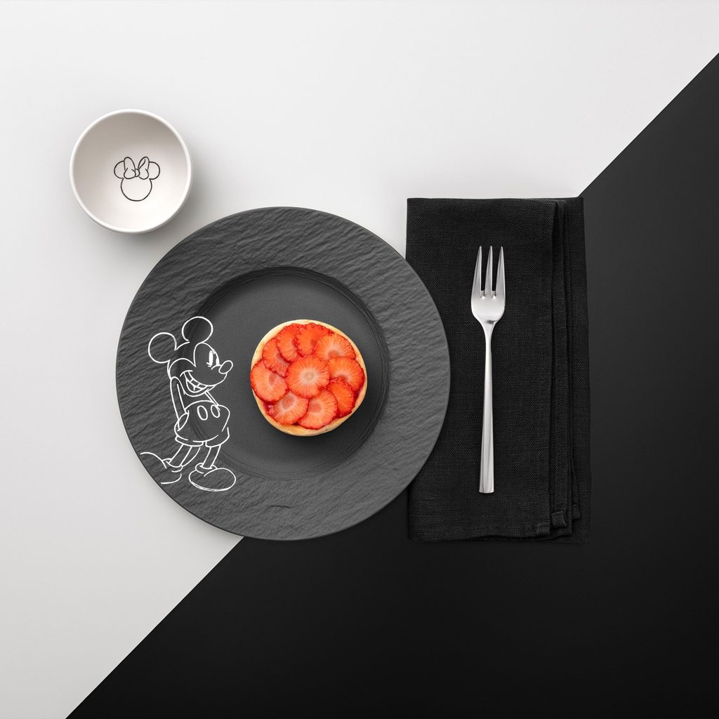 Villeroy & Boch Frühstücksteller »Frühstücks-/Dessertteller Manufacture Rock Mickey Mouse ø 21,7 cm 6er Set schwarz« Spülmaschinenfest, Mikrowellensicher
