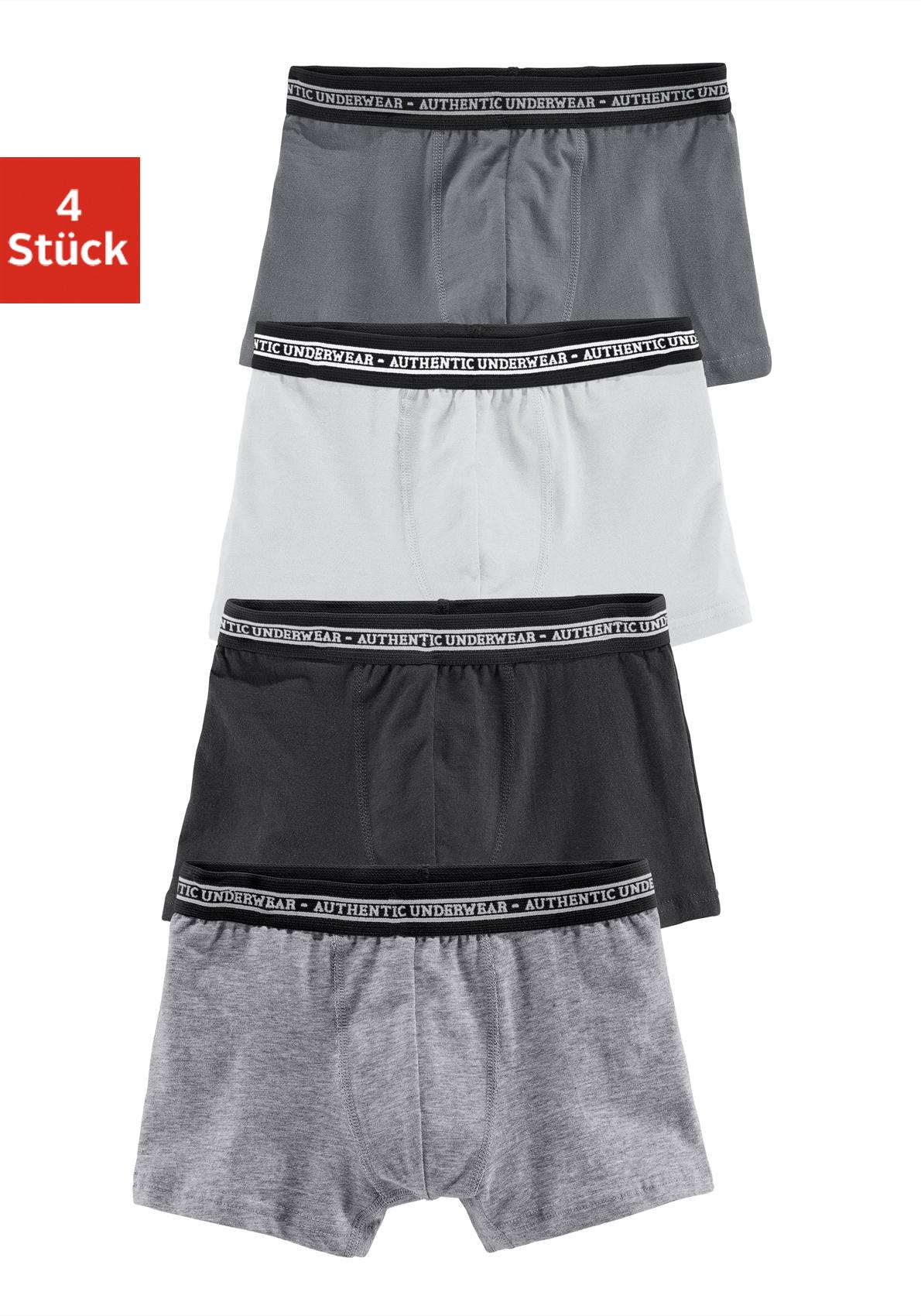 AUTHENTIC LE JOGGER Boxer "Boxershorts für Jungen" Packung, 4 Stk. unifarben, mit Logobund, Baumwollmischung