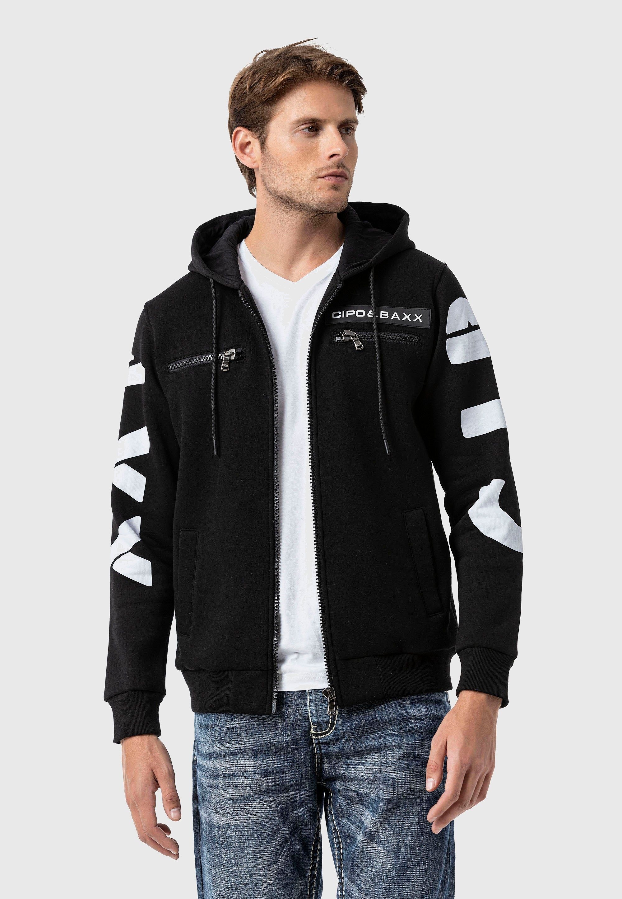 Cipo & Baxx Strickjacke »Sweatjacken« 1 mit Ärmel- und Rückenprint