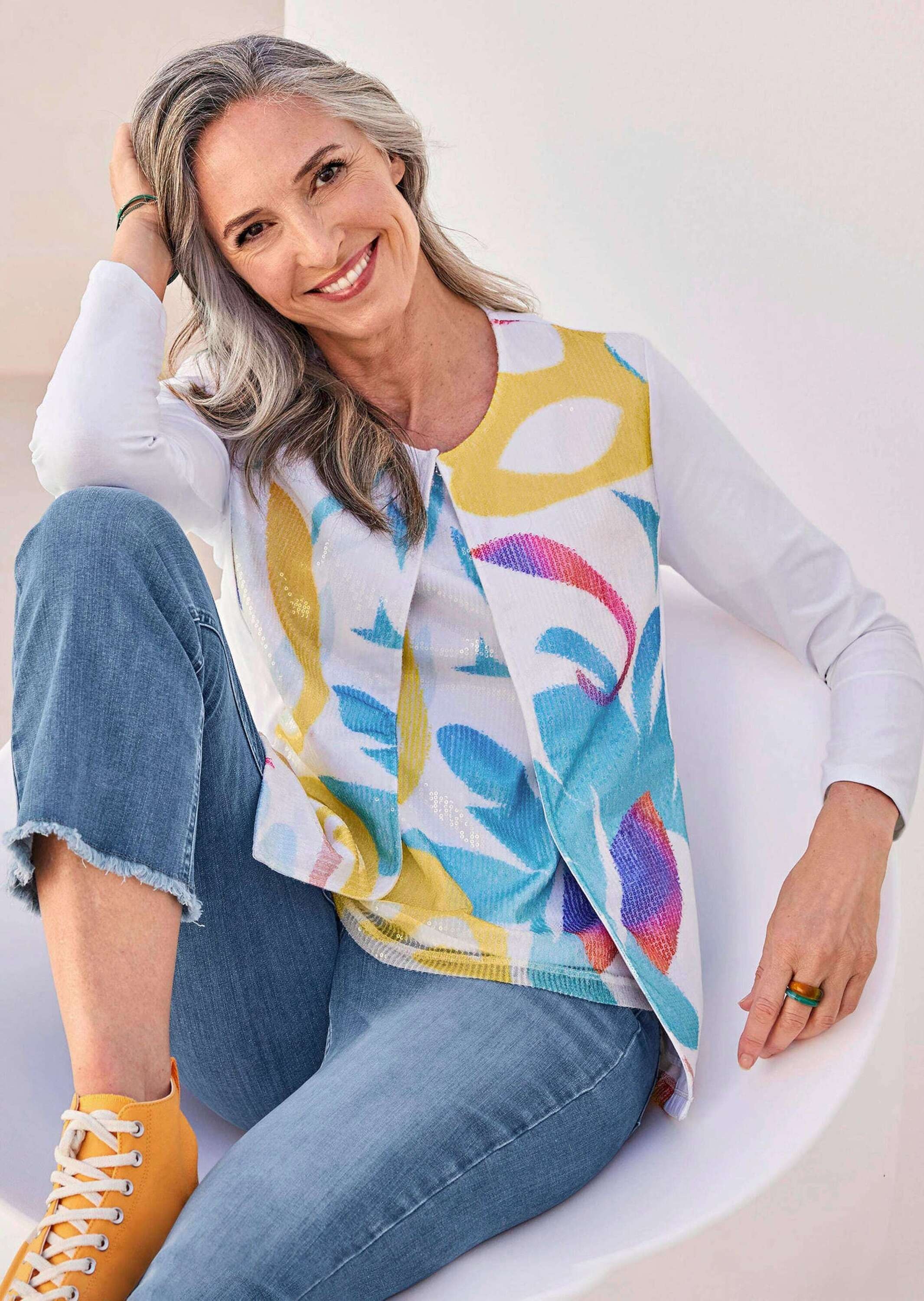 GOLDNER Sommerjacke »Kurzgröße Jerseyjacke mit Pailletten«