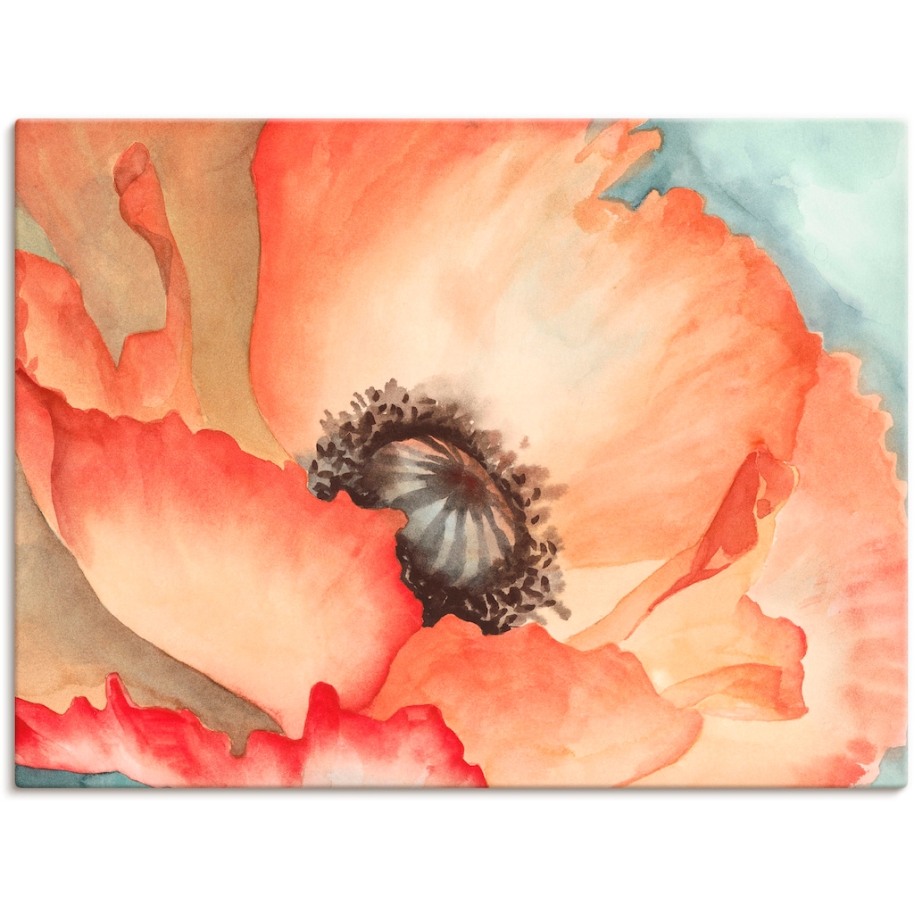 Artland Wandbild »Wasserfarben Mohn II«, Blumen, (1 St.)