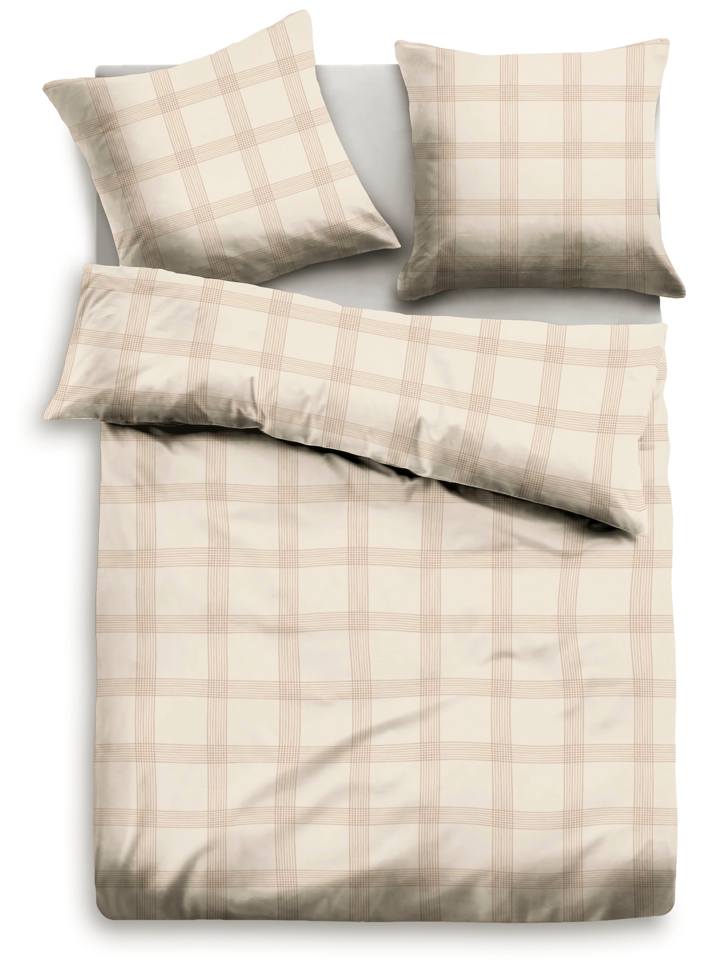 OTTO products Bettwäsche »Check in Gr. 135x200, 155x220 oder 200x200 cm«, (2  tlg.), Bettwäsche aus Bio-Baumwolle, nachhaltige Bettwäsche im Karo-Design  | BAUR