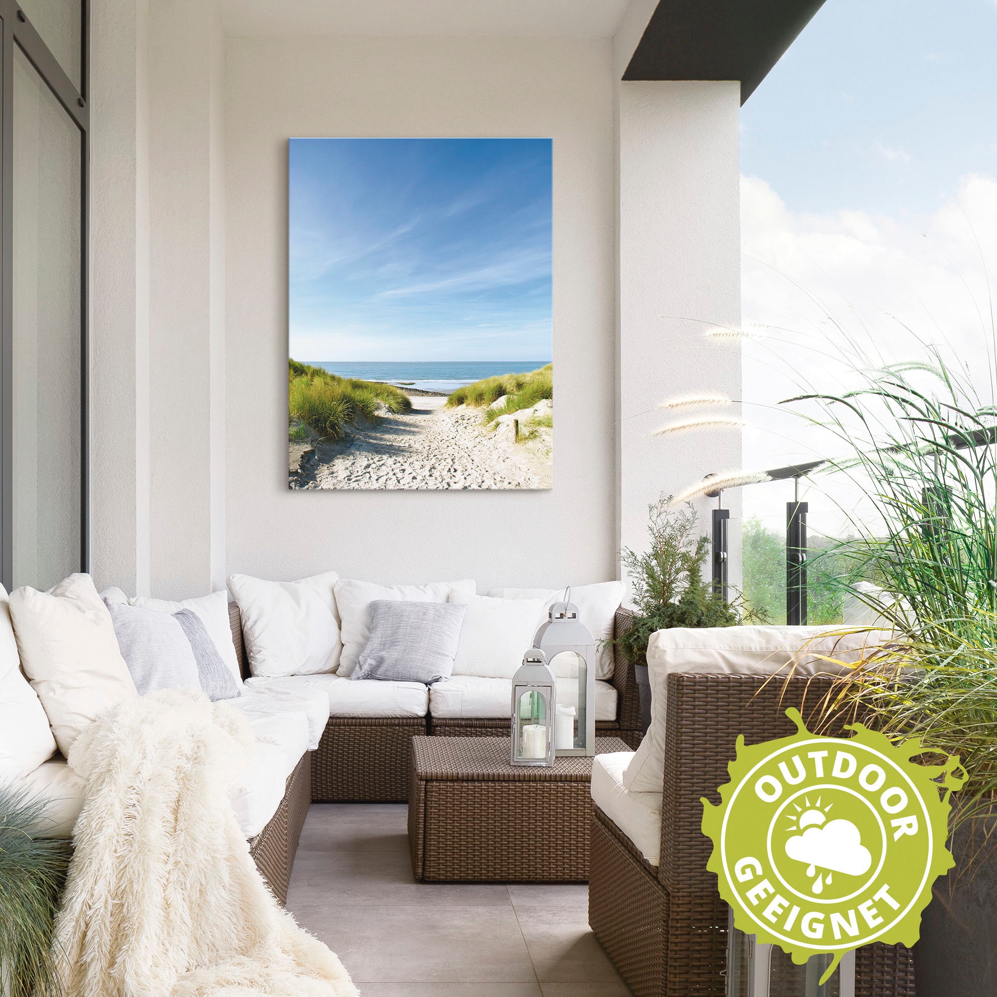 Artland Wandbild »Strand mit Sanddünen und Weg zur See«, Strand, (1 St.), als Alubild, Outdoorbild, Leinwandbild, Poster, Wandaufkleber