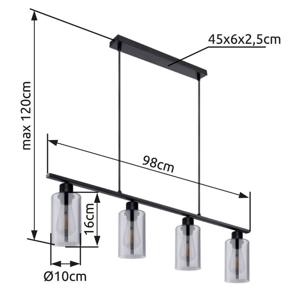 GLOBO LIGHTING Hängeleuchte »HADERA« E27 1 Stk. Hängeleuchte Schwarz, Rauchglas, höhenkürzbar, E27