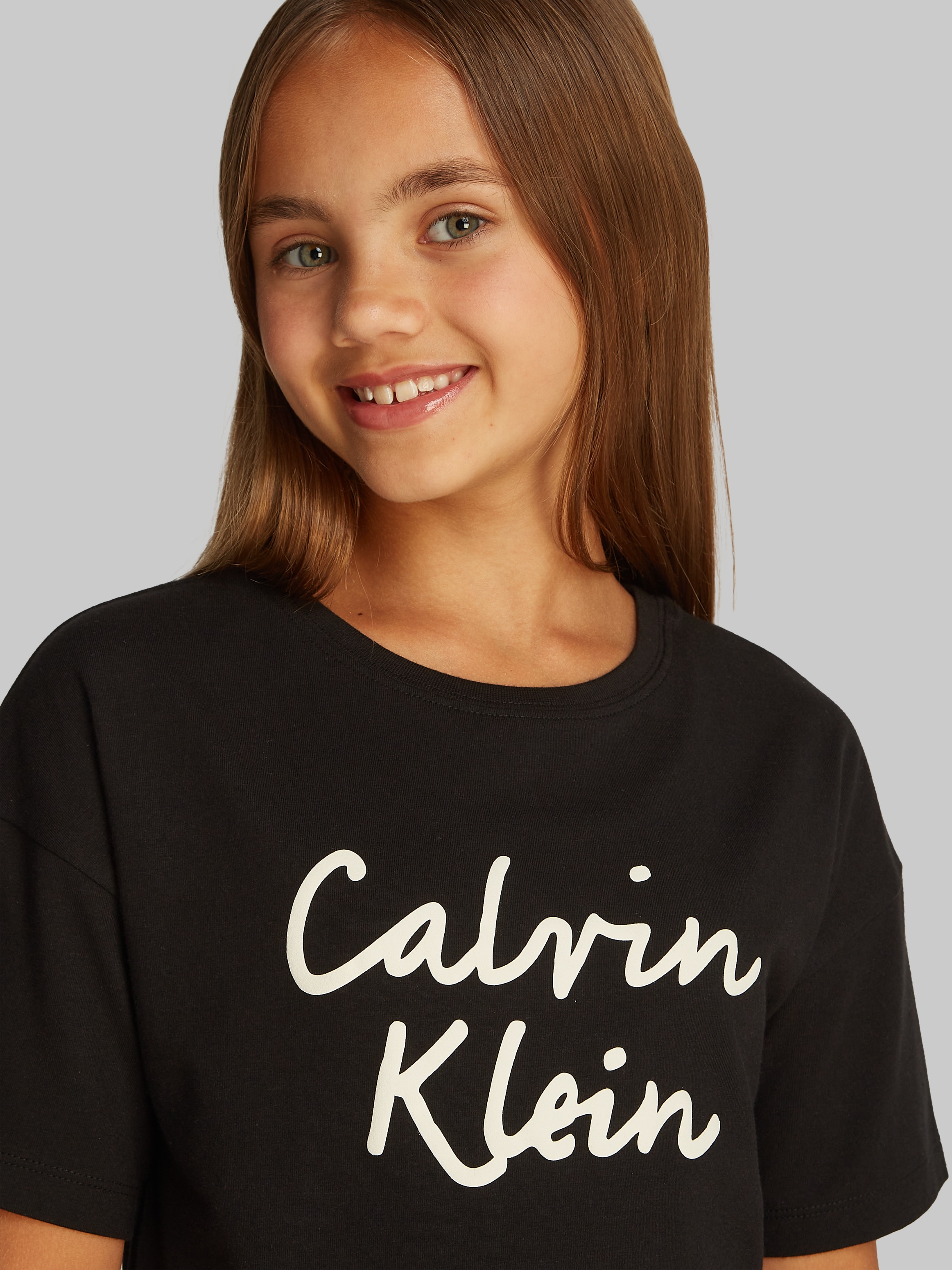 Calvin Klein Jeans Jerseykleid »SCRIPT LOGO T-SHIRT DRESS«, mit großem Logo