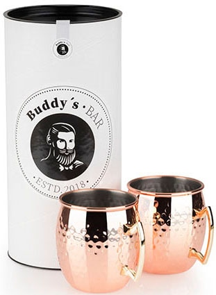 Buddy's Buddys Becher "Buddy´s Bar" Moscow Mule Becher, 500 Ml, Hochwert. Edelstahl, Hammerschlag-Effekt