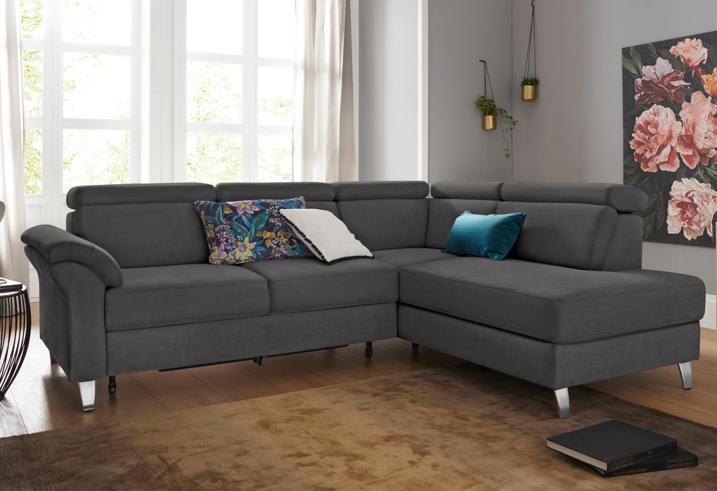 Ecksofa SIT & MORE "Arngast L-Form", grau (graphit), B:245cm H:84cm T:194cm, Sofas, Ecksofa, inklusive Kopfteilverstellung und Federkern 7
