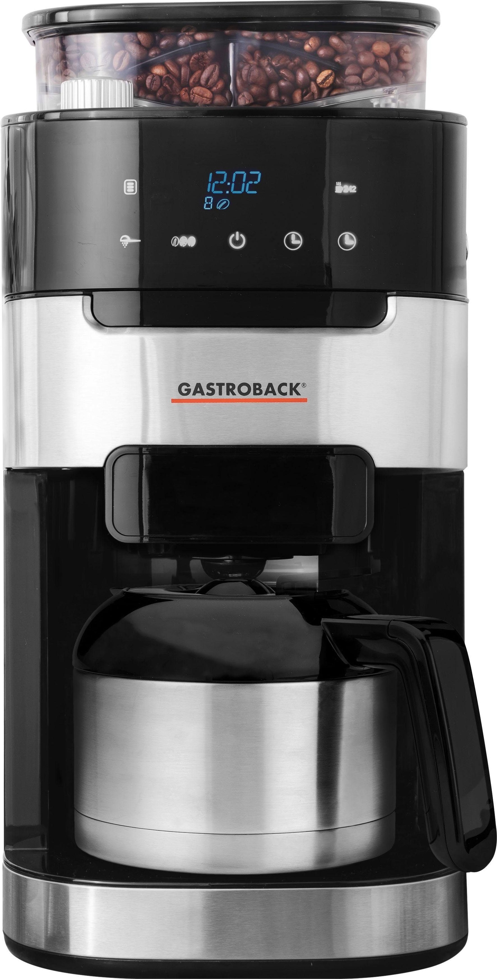 Gastroback Kaffeemaschine mit Mahlwerk "42711 S Grind & Brew Pro Thermo", 1 l Kaffeekanne, Permanentfilter, 1x4