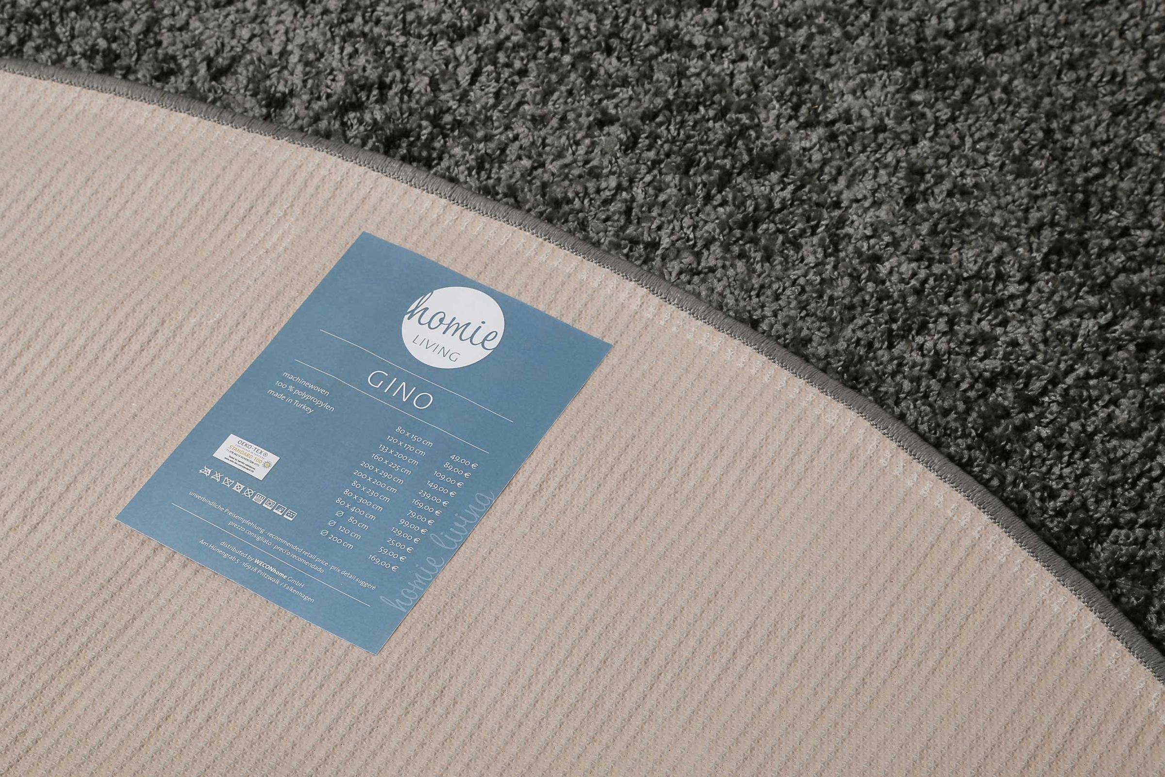 Homie Living Teppich »Gino«, rund, 30 mm Höhe, Hochflor, gewebt, weich, uni, Wohnzimmer, Schlafzimmer, waschbar
