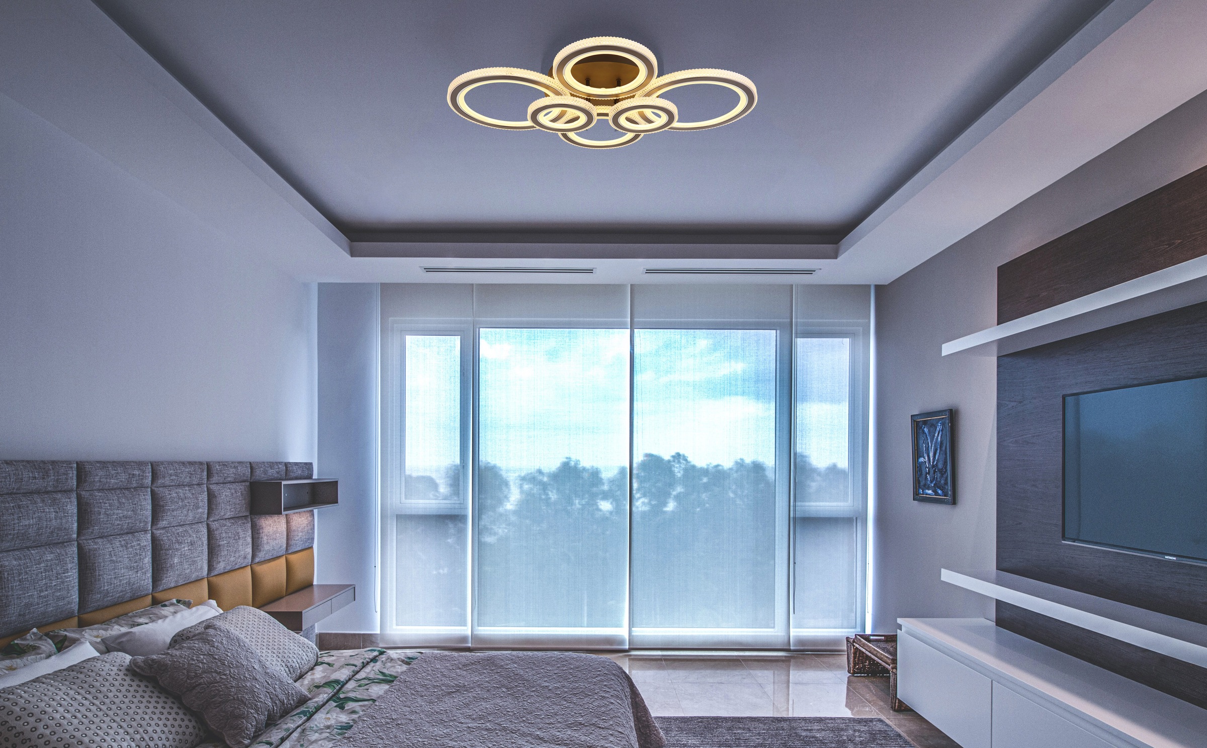 GLOBO LIGHTING LED Deckenleuchte »KORA«, Leuchtmittel LED-Modul | LED fest integriert, Deckenlampe/schwarz/anthrazit/Kunststoffkristalle